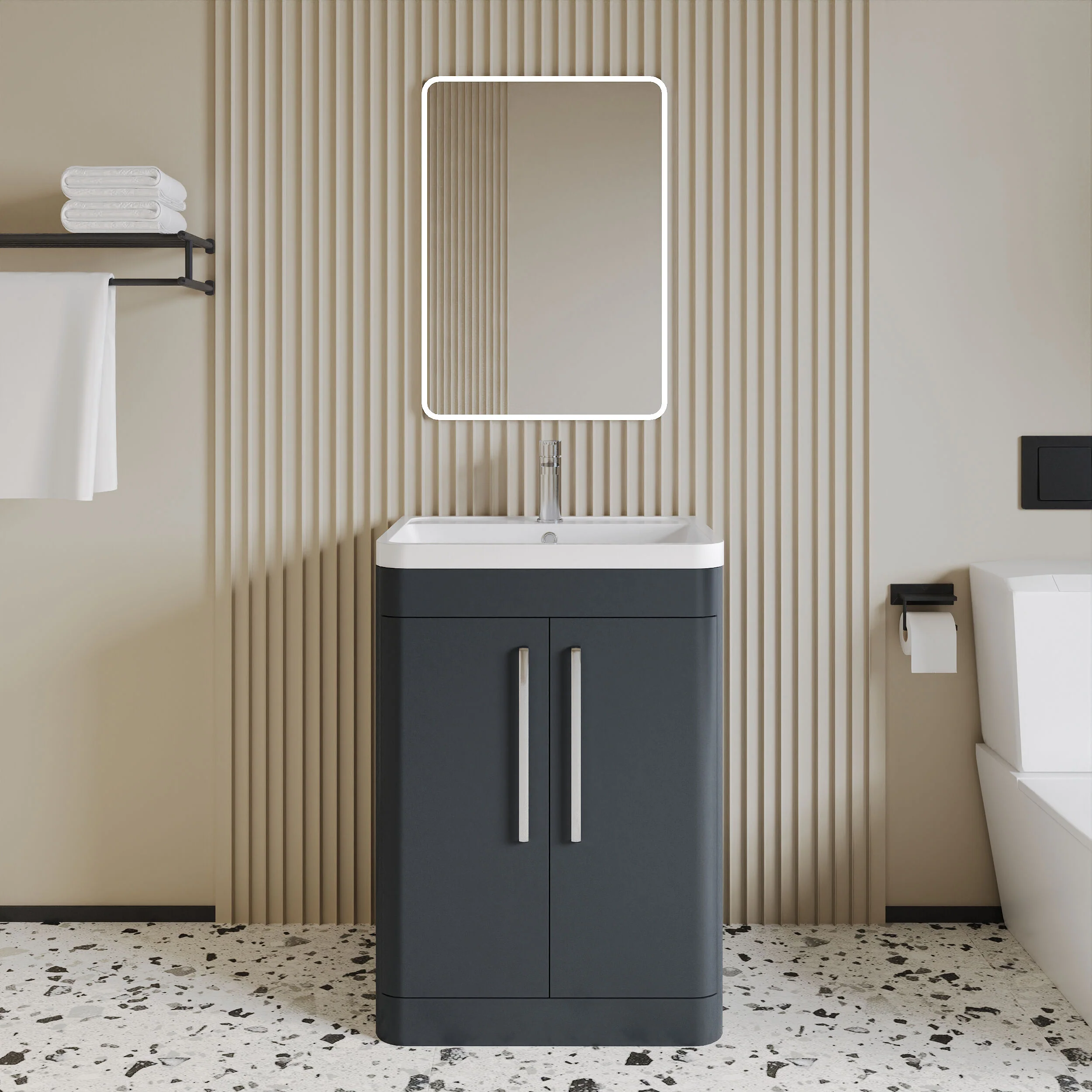 Aldershawe Modern Bathroom Floor Standing 2 Soft Close Door Vanity Basin Unit - Choice of Basin, Colour and Size - Image 6