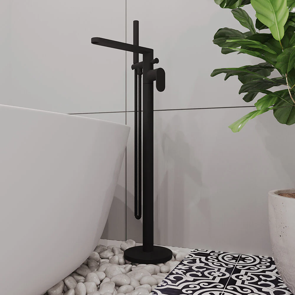 Enville Modern Freestanding Round Bath Shower Mixer Tap with Lever Handle and Kit - Choice of Colour - Image 12
