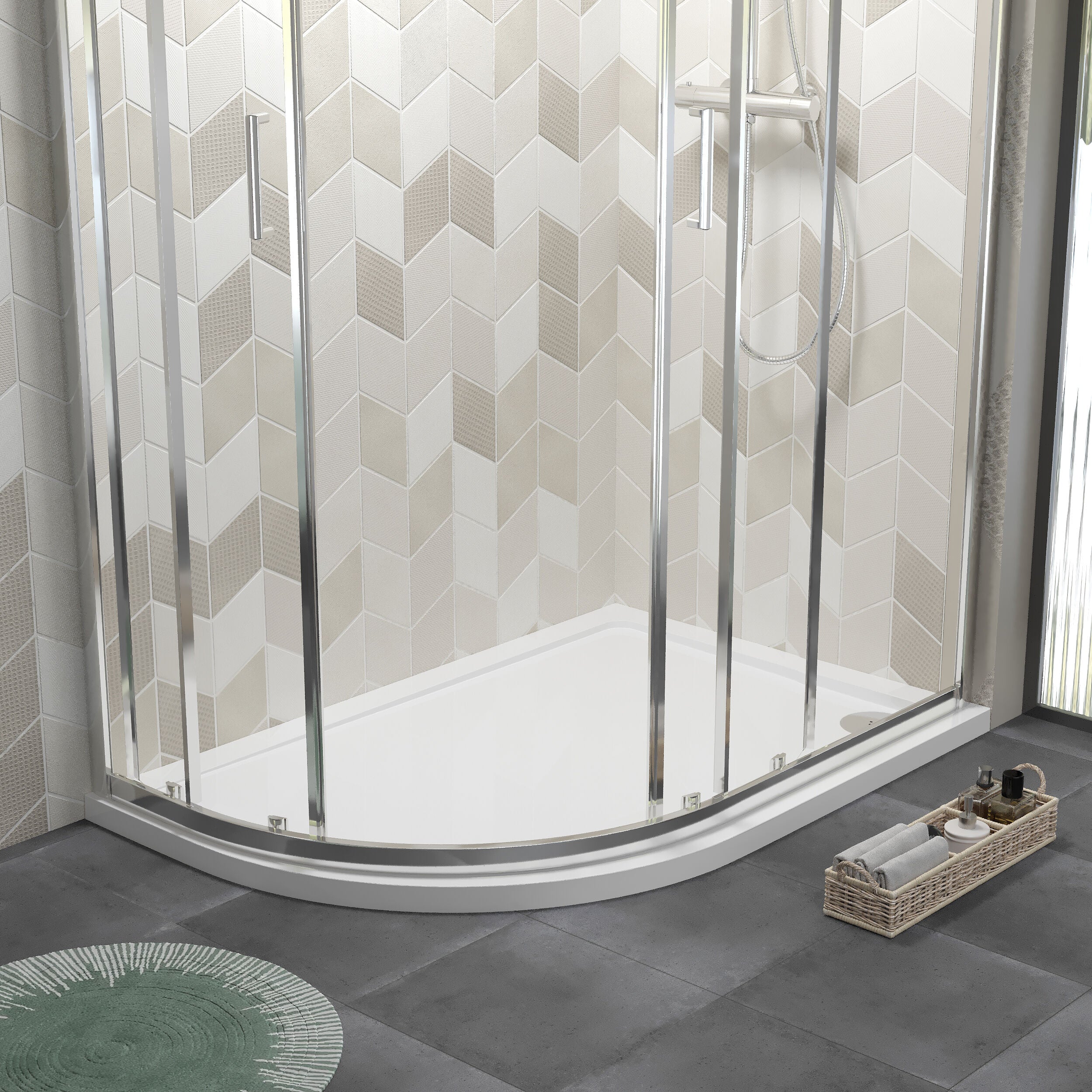 Balterley Shower Tray Modern Offset Quadrant Shower Tray, Left or Right Hand - Choice of Size and Finish - Image 12