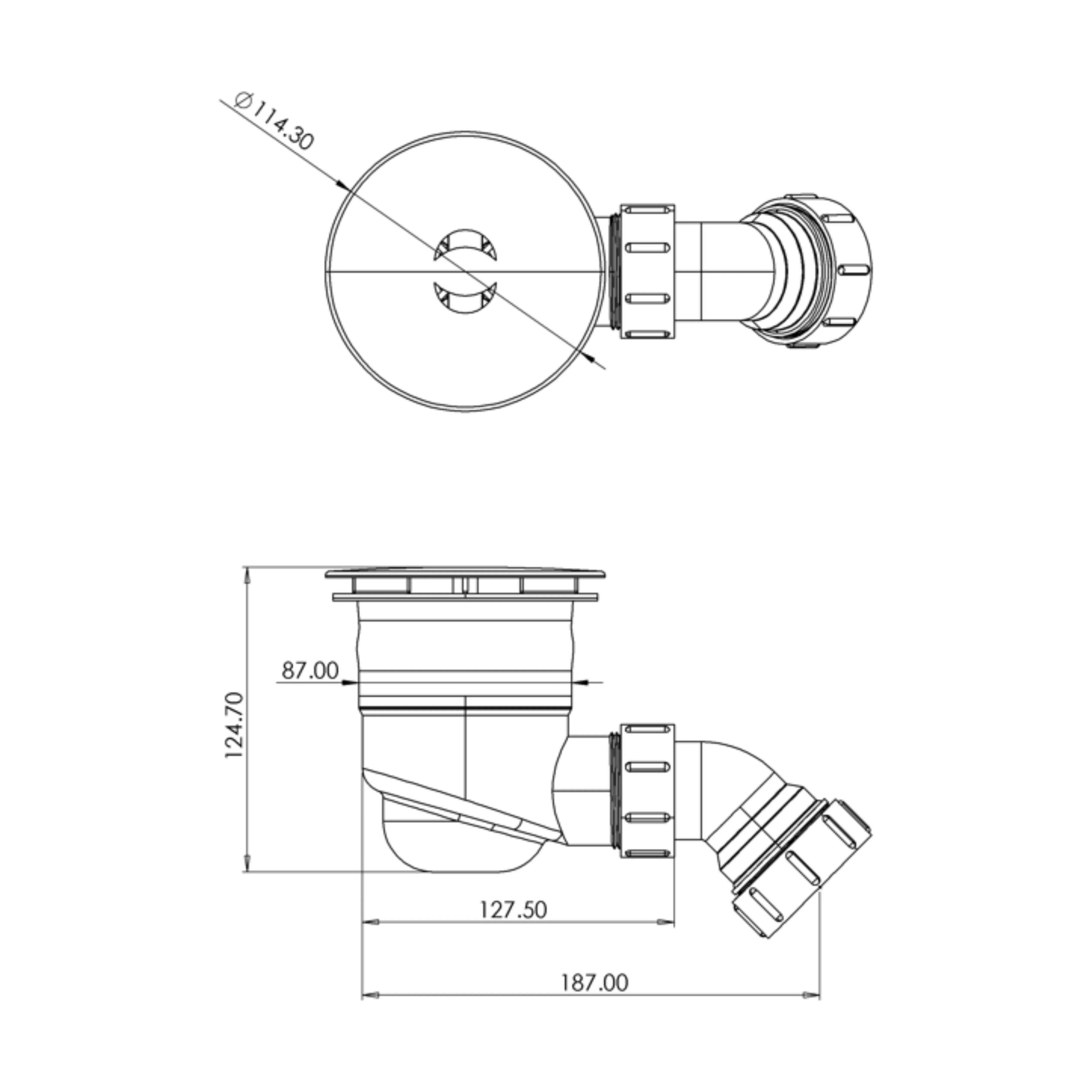 Modern Round Bathroom Shower Tray Waste with Elbow, Top Fix Installation, 125 x 114 x 187 mm - Choice of Colour - Image 6