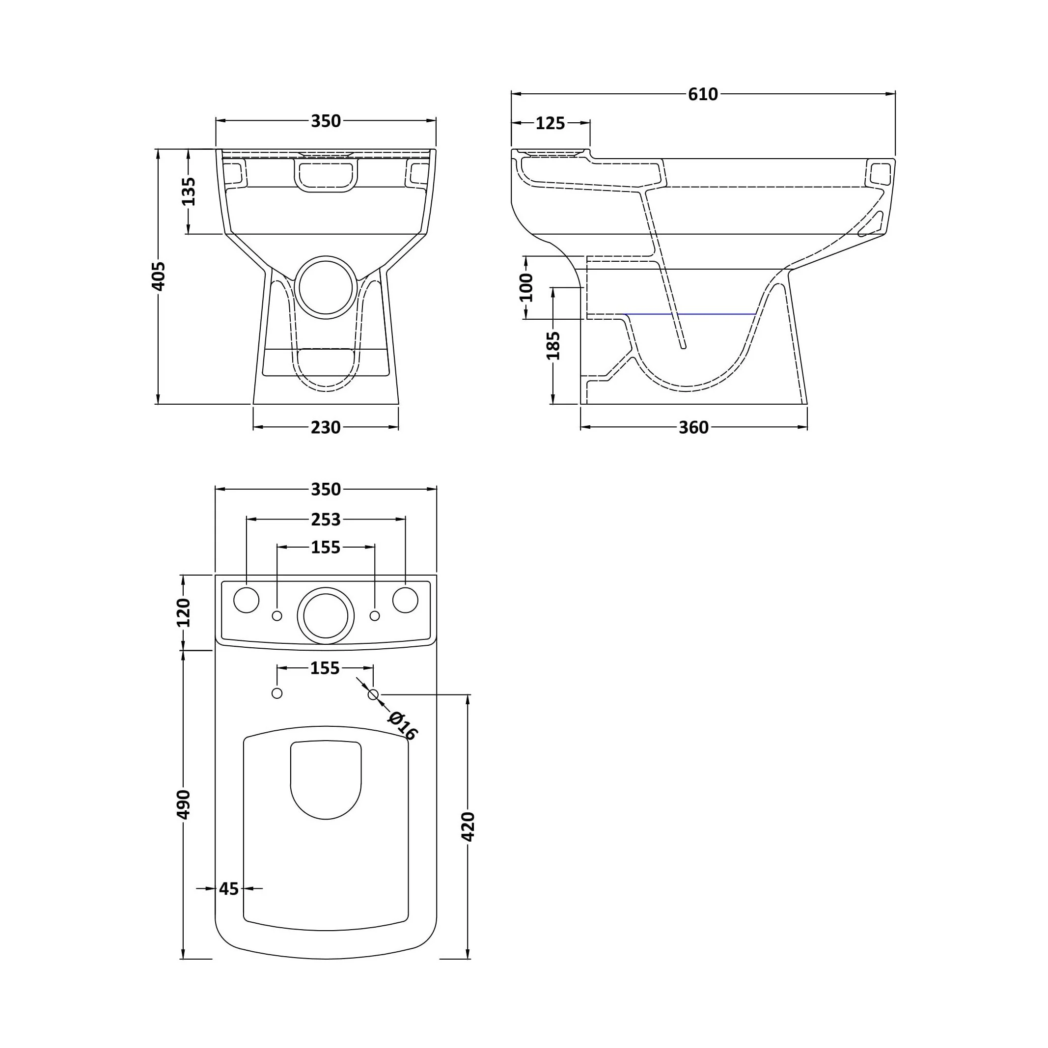 Forsbrook Square 1 Tap Hole Bathroom Basin - Choose Size and Pedestal Type - Image 11