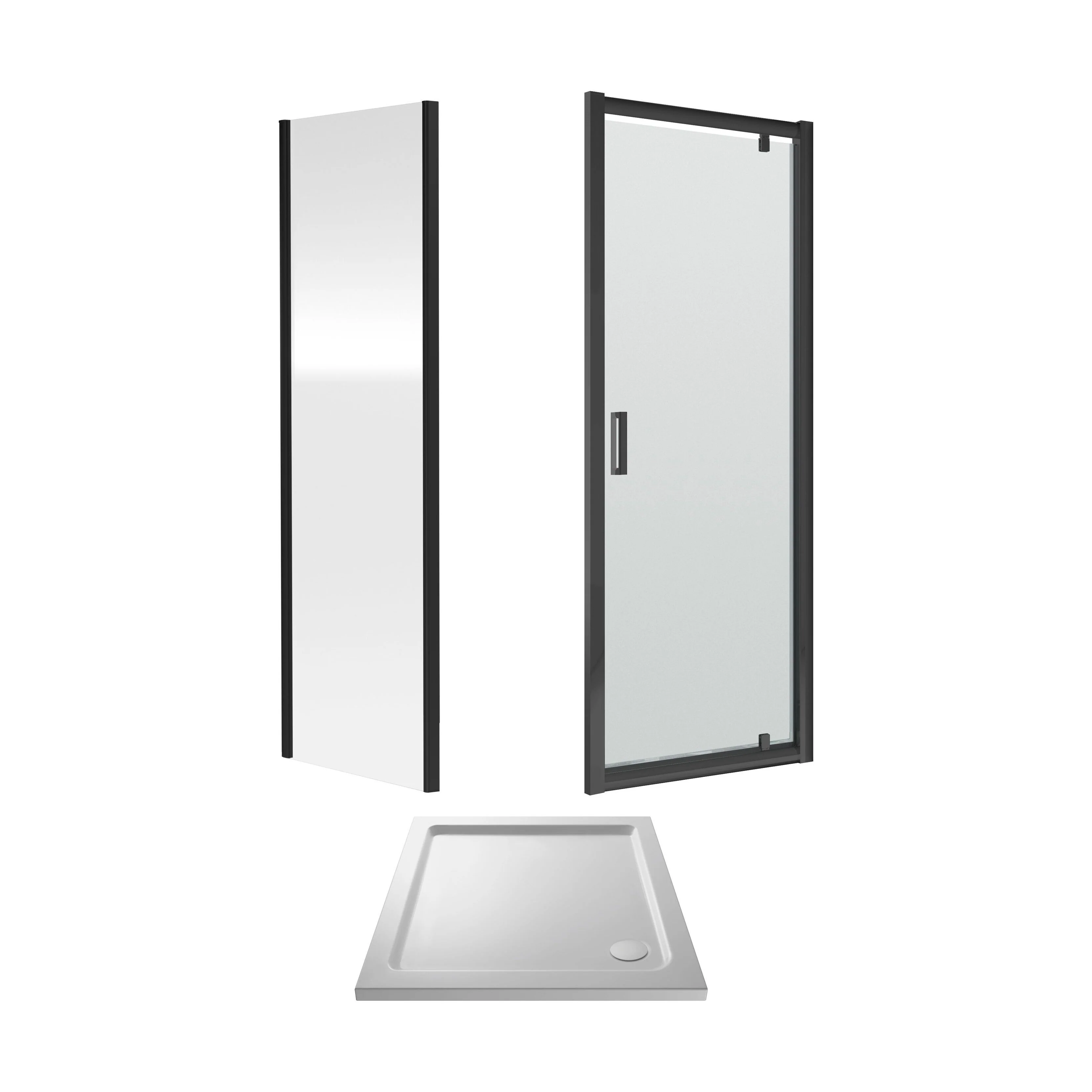 Almington Pivot Shower Door, Side Panel and Shower Tray - Choice of Size and Finish - Image 3