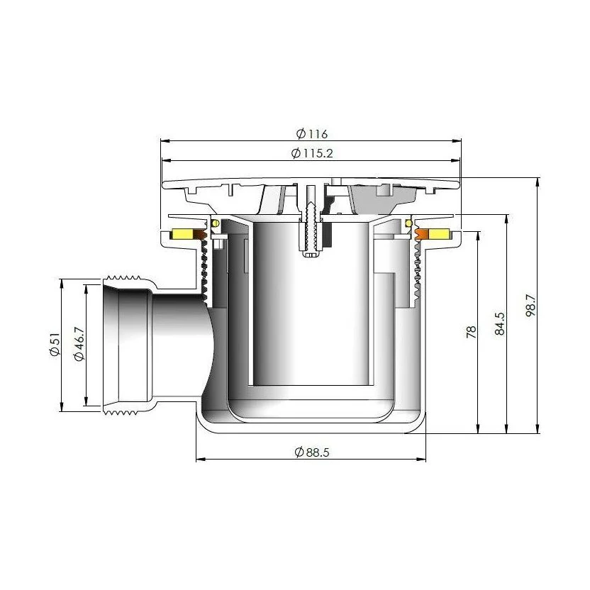 Contemporary Fast Flow Shower Tray Waste with Cover - Multiple Finishes (116x116x99mm) - Image 20