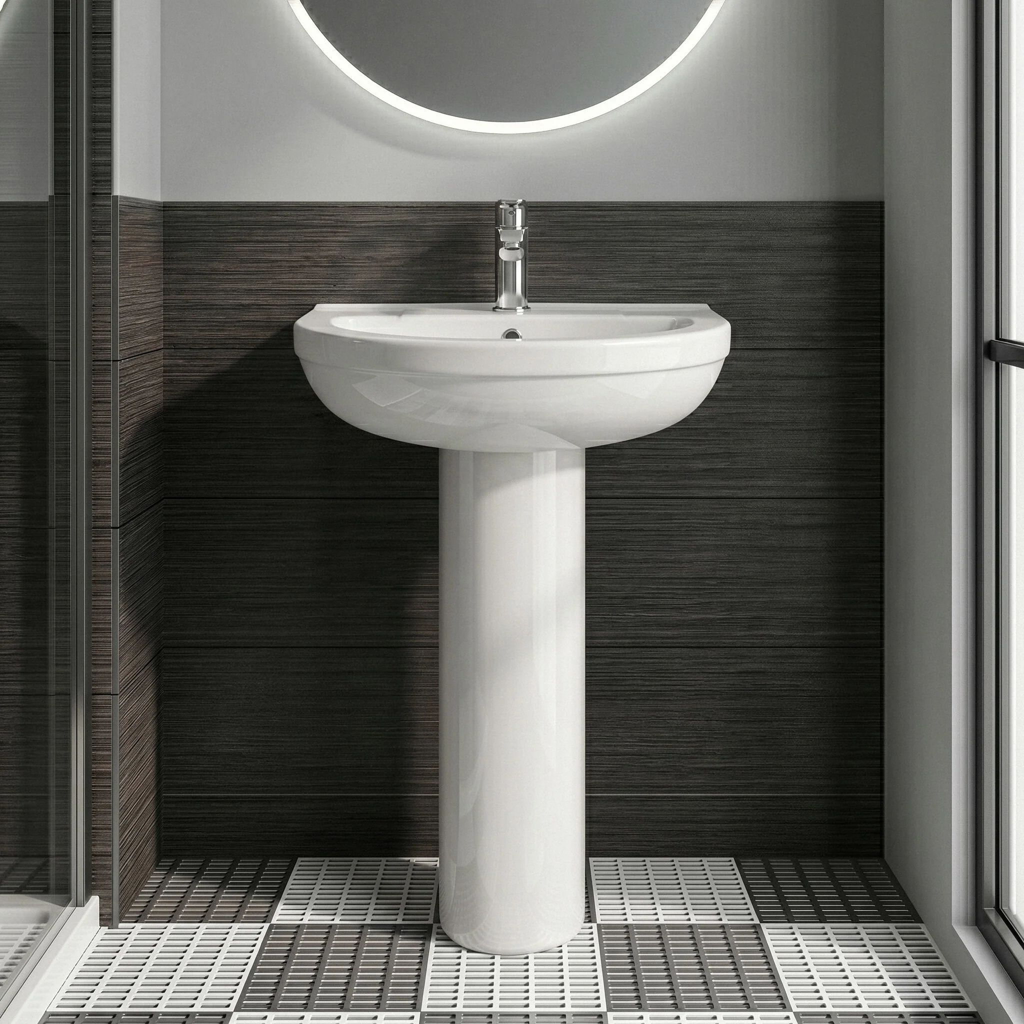 Copmere Modern White Round Bathroom Basin with Choice of Pedestal - 500mm