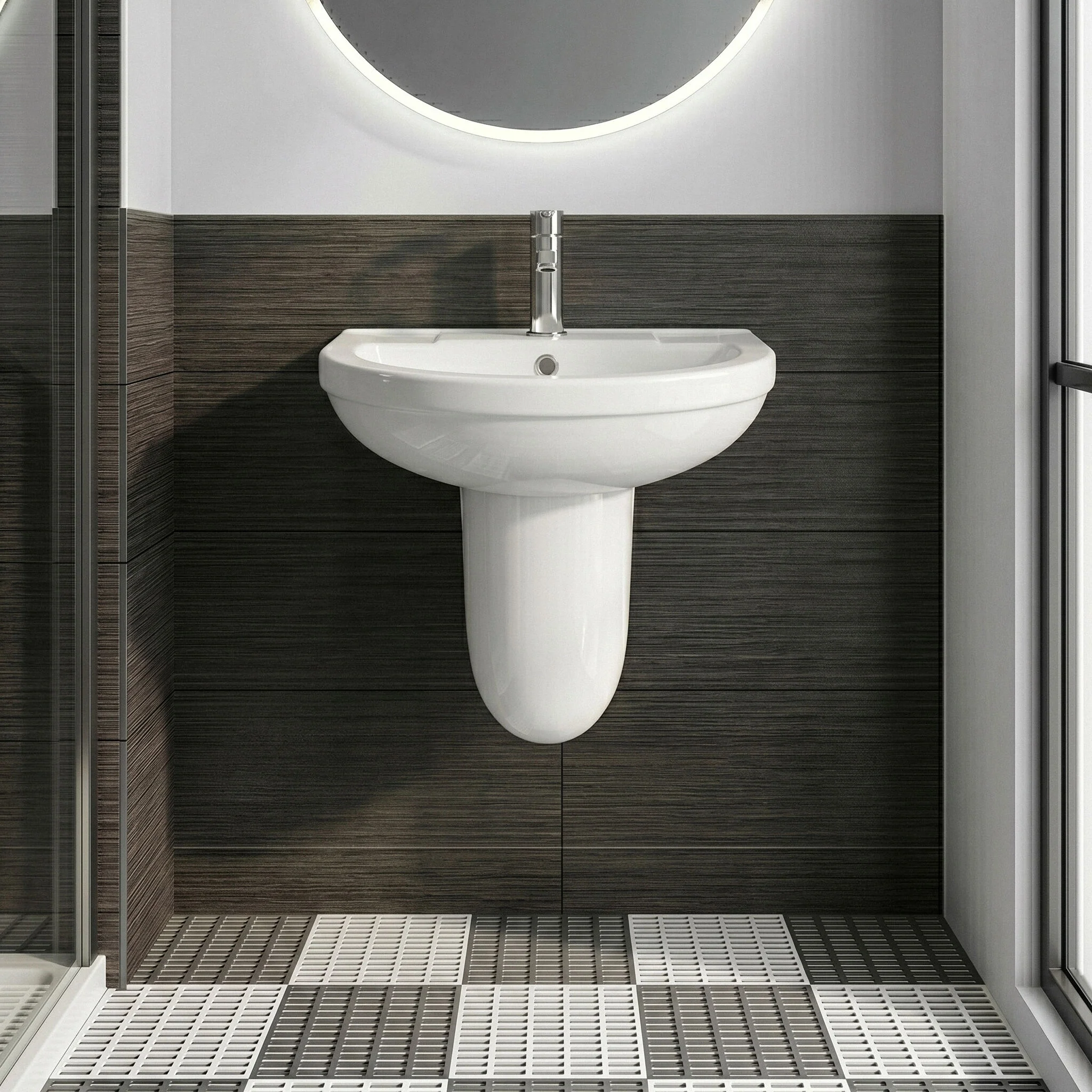 Copmere Modern White Round Bathroom Basin with Choice of Pedestal - 500mm - Image 2