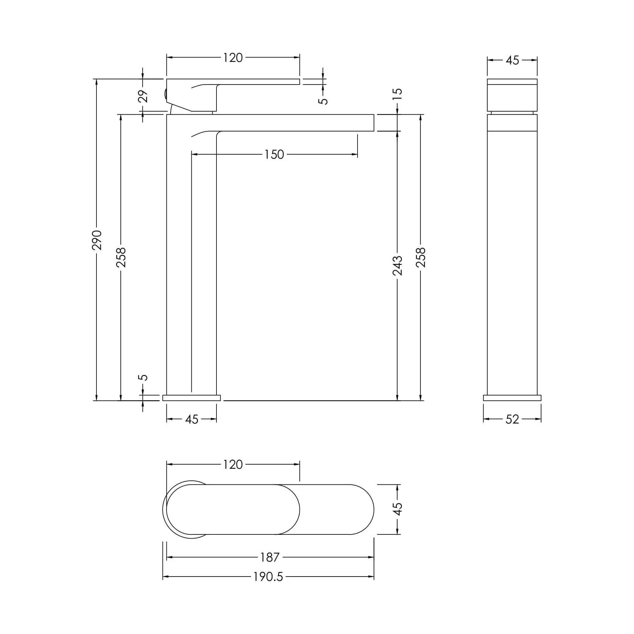 Enville Round High Rise Mono Basin Mixer Tap - 290 x 57 x 187mm - Choice of Finish - Image 24