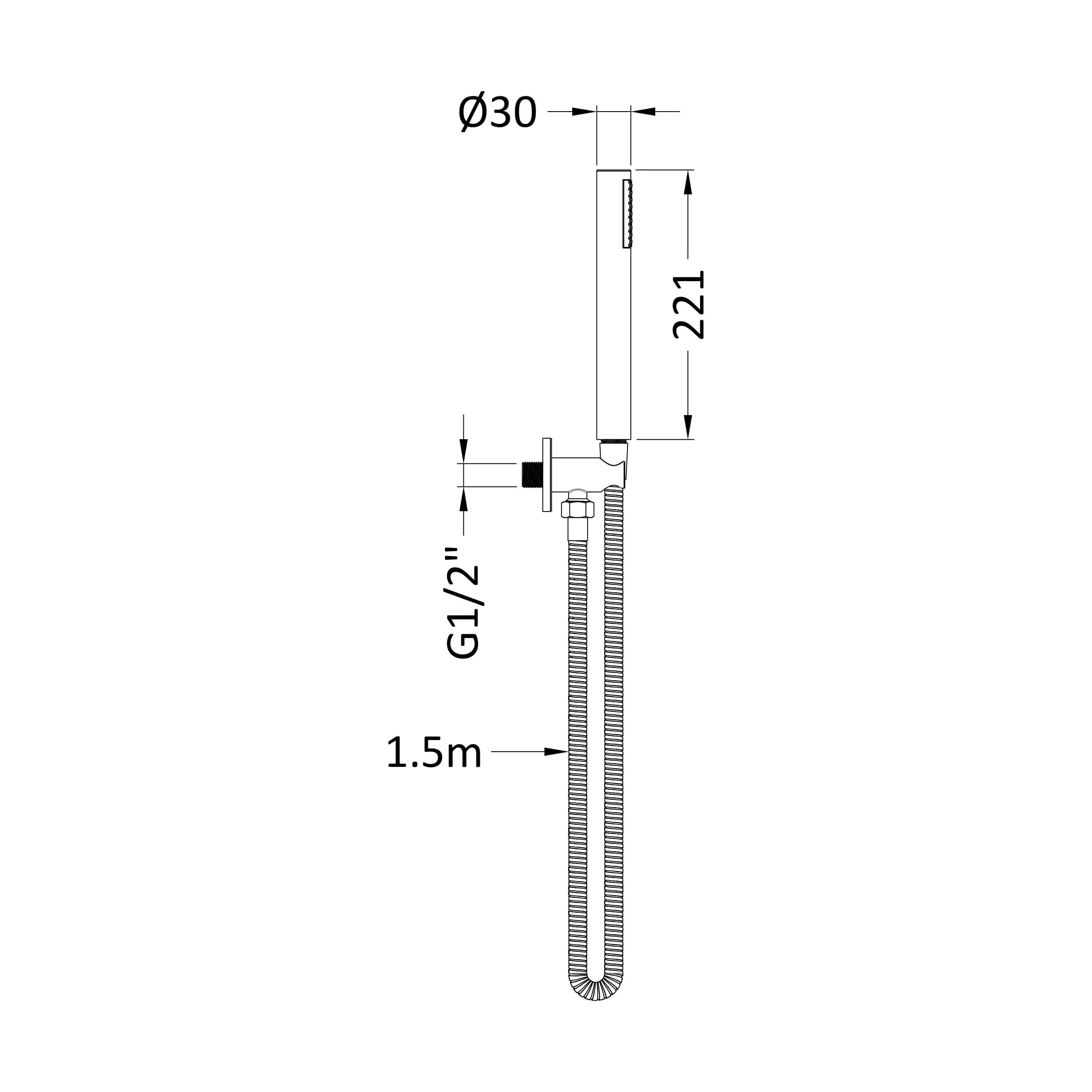 Consall Round Shower Handset with Bracket and Outlet Elbow, 1230 x 30 x 55mm, Choice of Finish - Image 7