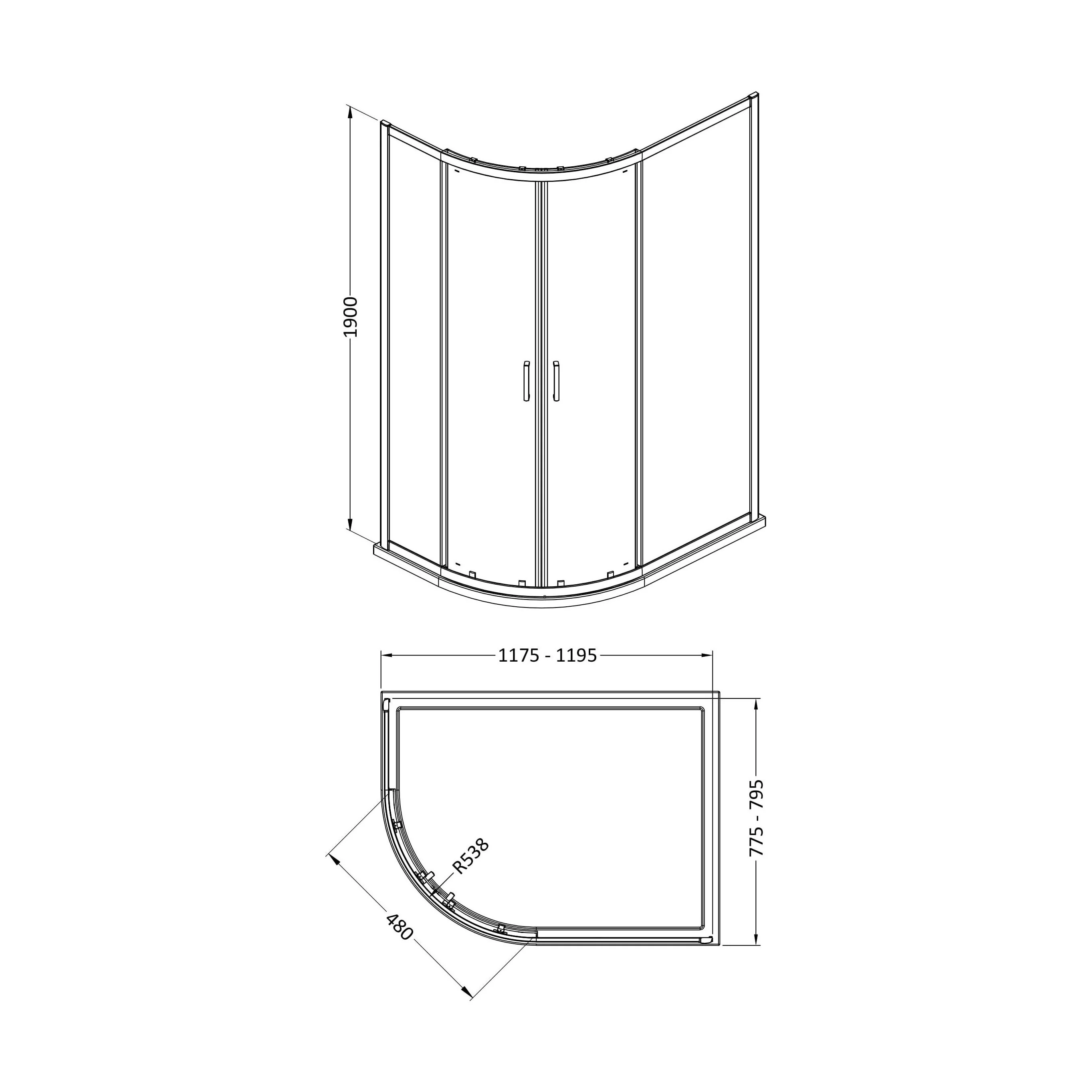 Almington 6mm Toughened Safety Glass Offset Quadrant Shower Enclosure - H: 1900mm - Choice of Profile Finish - Image 21