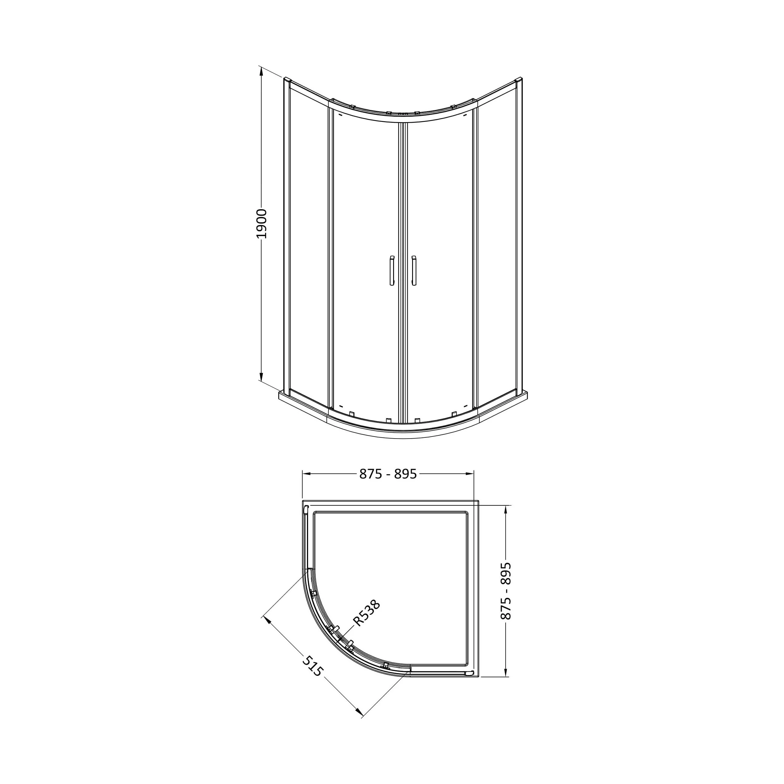 Almington 6mm Toughened Safety Glass Quadrant Shower Enclosure - H: 1900mm - Choice of Size and Profile Finish - Image 24