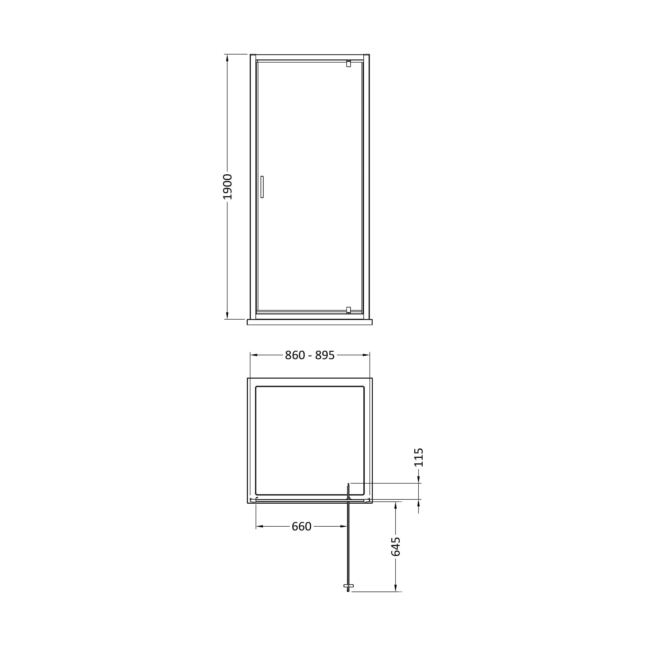 Almington 6mm Toughened Safety Glass Reversible Pivot Shower Door - H: 1900mm - Choice of Size and Profile Finish - Image 36