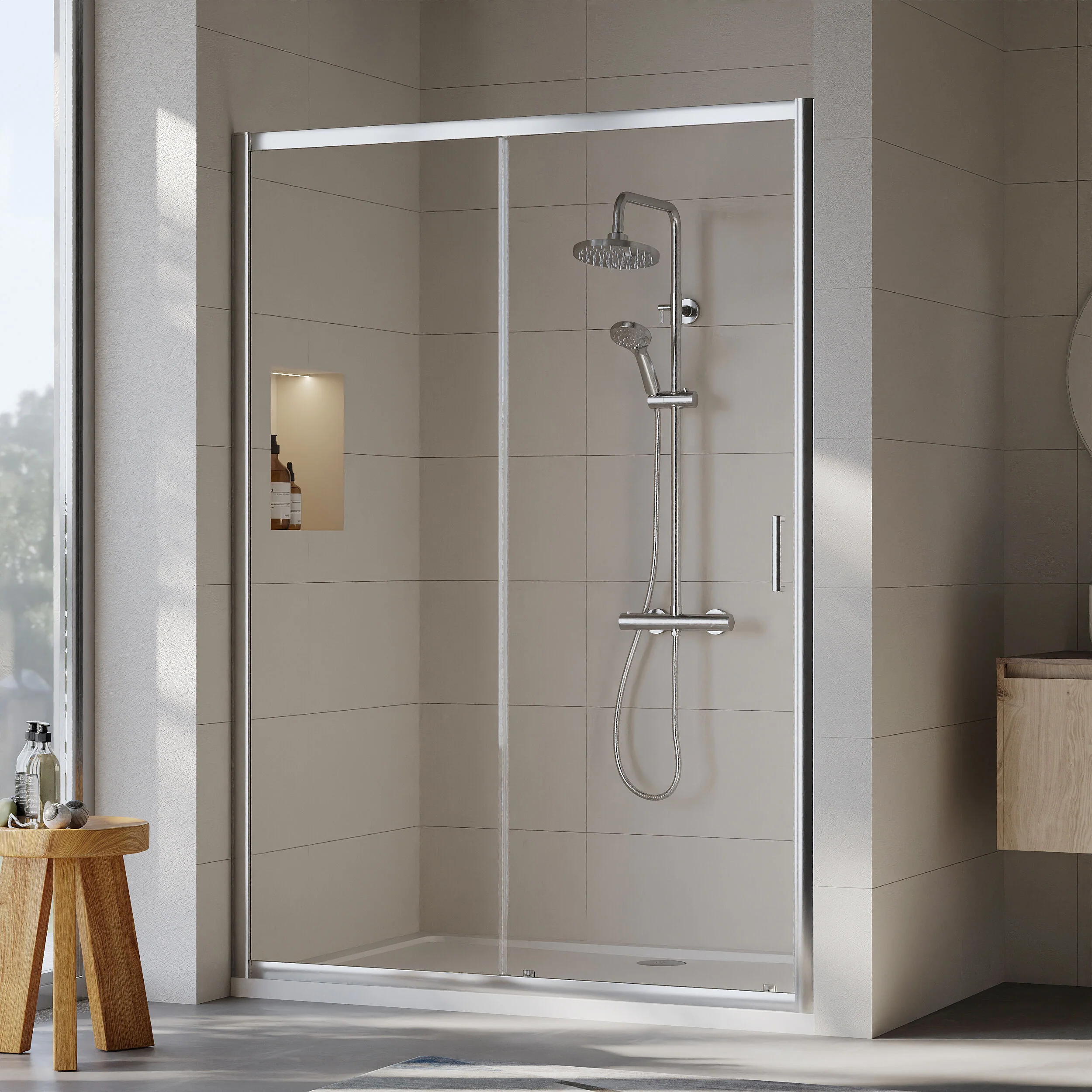Almington 6mm Toughened Safety Glass Sliding Shower Door - H: 1900mm - Choice of Profile Finish - Image 16