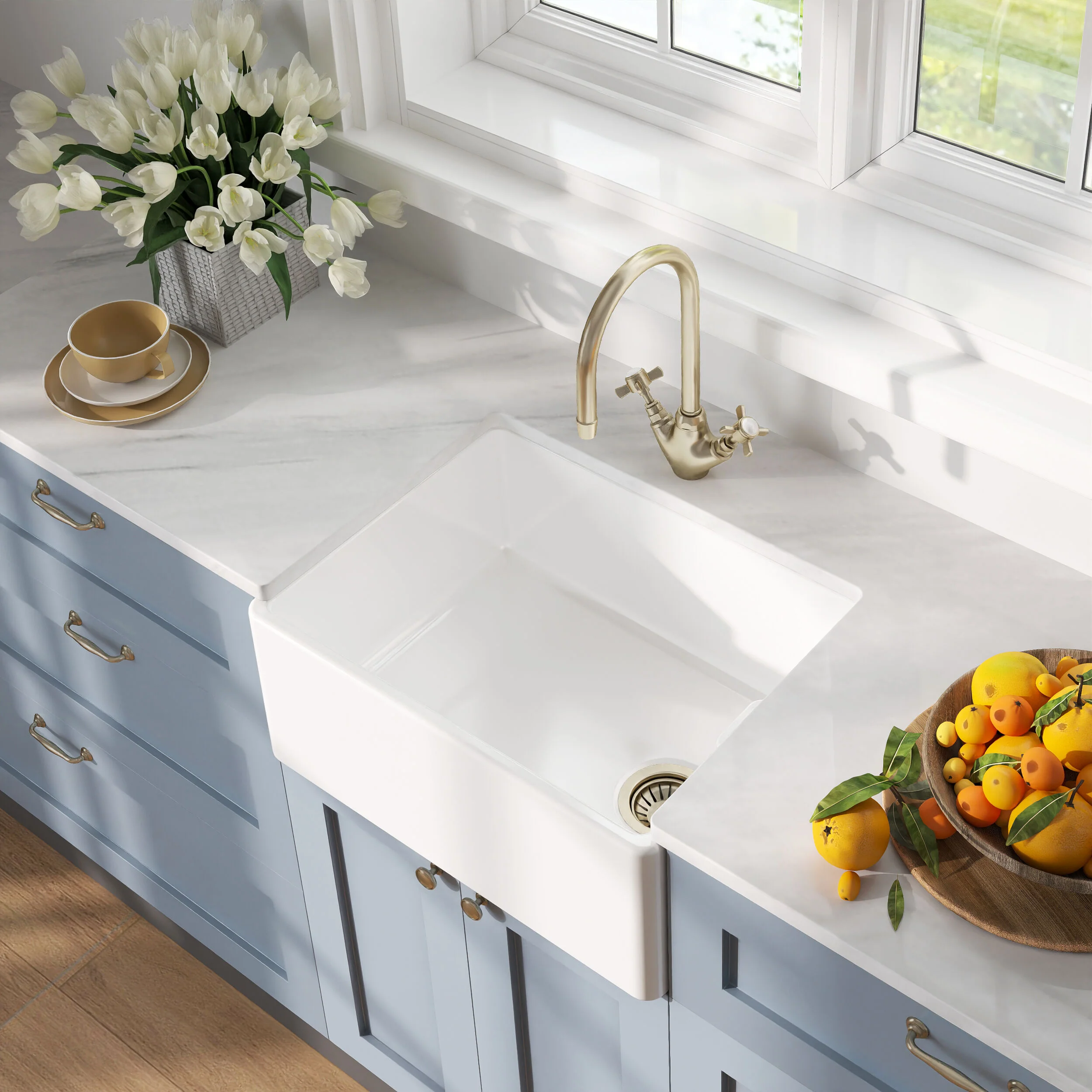 Single Bowl Fireclay Ceramic Belfast Kitchen Sink - Multiple Sizes Available - Image 7