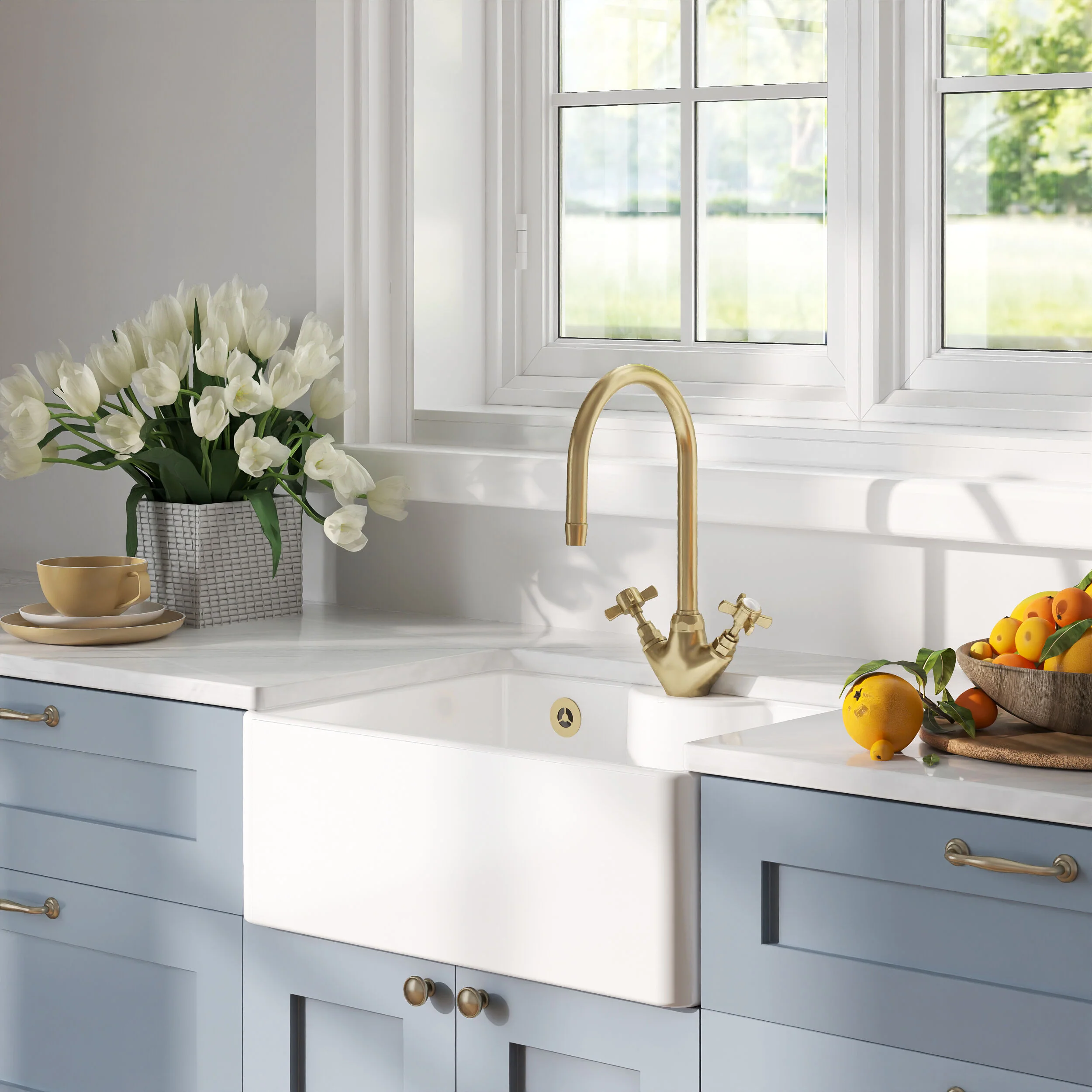 Single Bowl Fireclay Ceramic Butler Kitchen Sink - Variety of Sizes and Features Available - Image 18