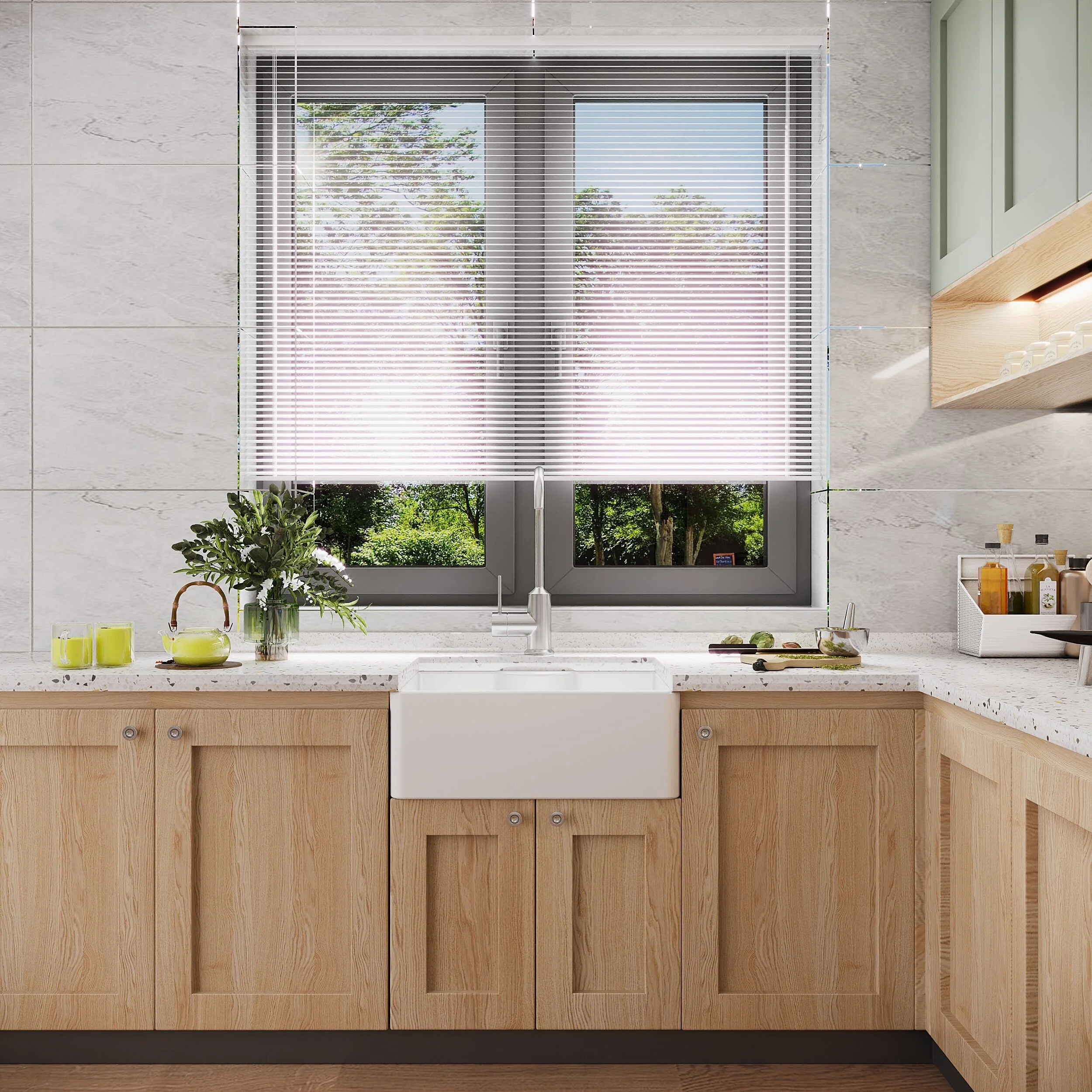 Single Bowl Fireclay Ceramic Butler Kitchen Sink - Variety of Sizes and Features Available - Image 6