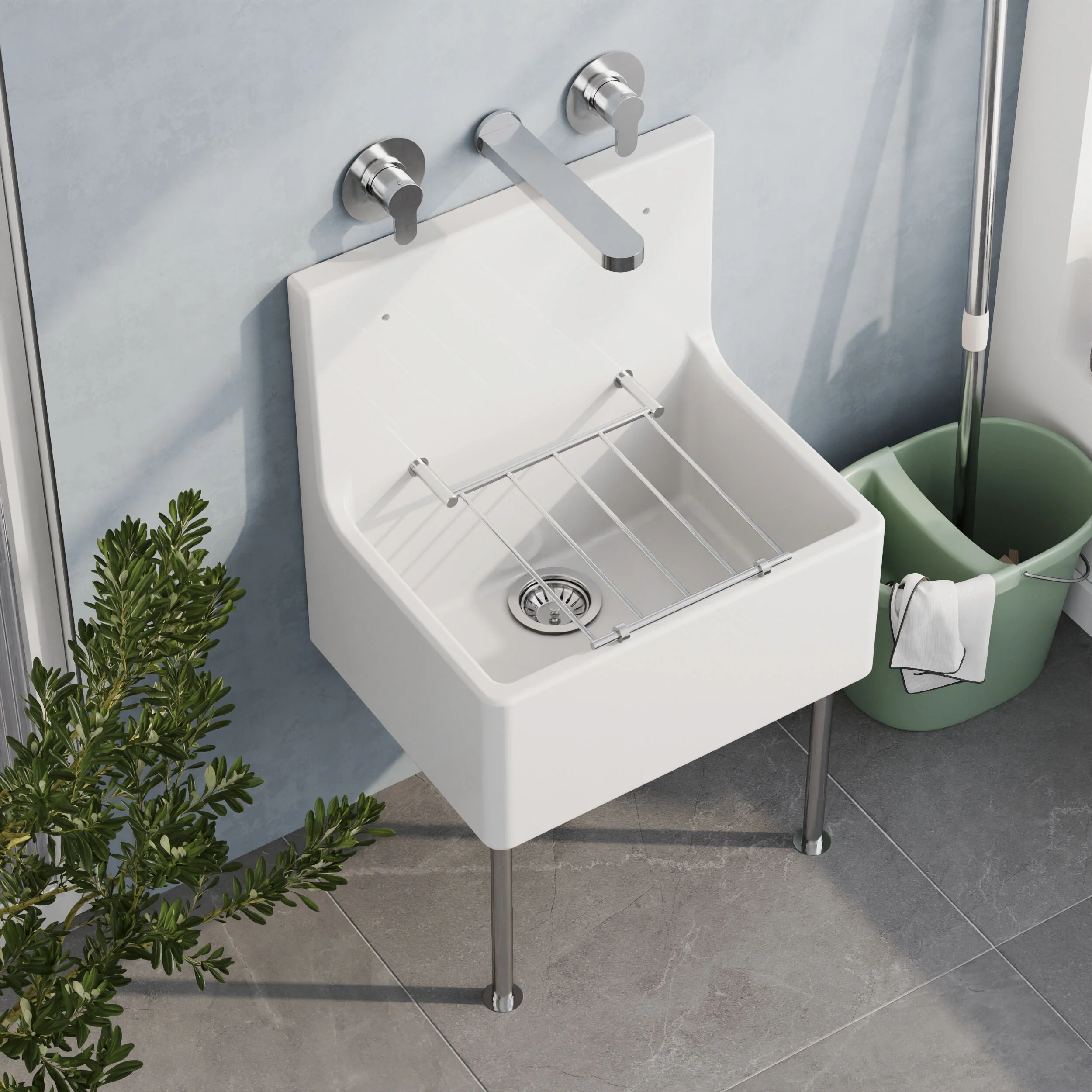 Single Bowl  Fireclay Ceramic Cleaner Sink w.Grid - Multiple Sizes and Accessories - Image 30