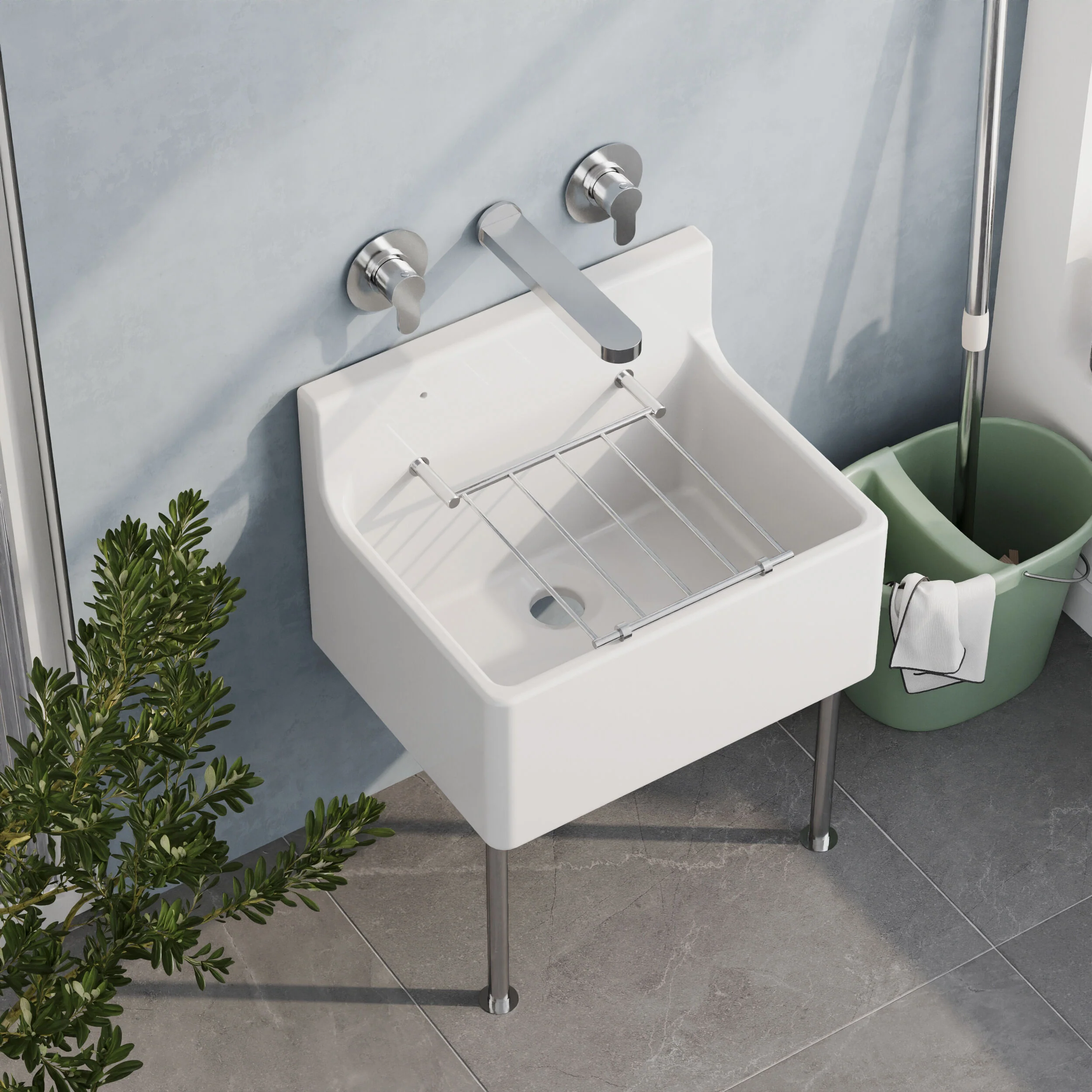 Single Bowl  Fireclay Ceramic Cleaner Sink w.Grid - Multiple Sizes and Accessories - Image 32