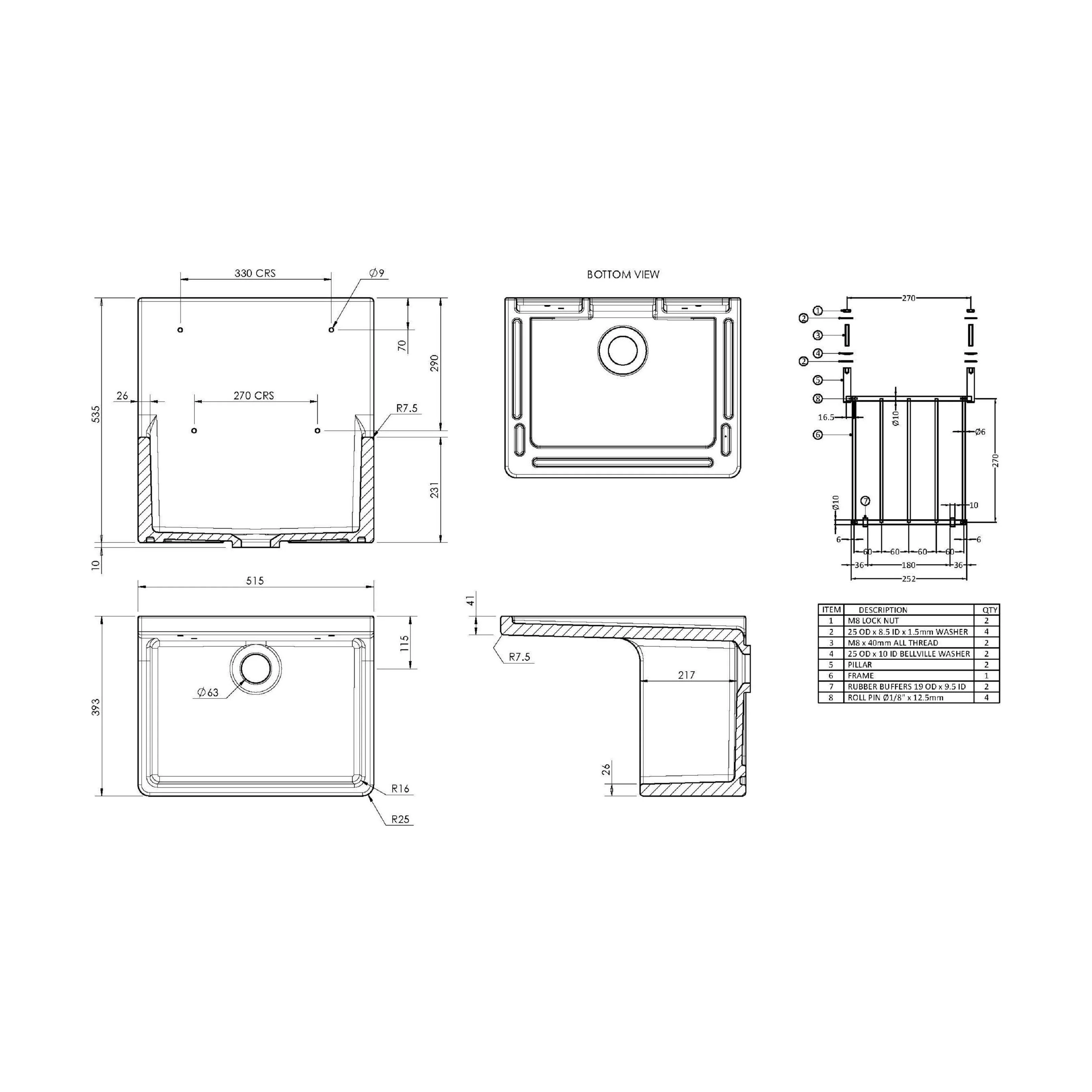 Single Bowl  Fireclay Ceramic Cleaner Sink w.Grid - Multiple Sizes and Accessories - Image 59