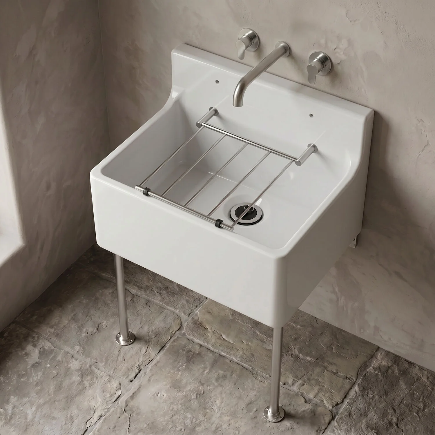 Single Bowl  Fireclay Ceramic Cleaner Sink w.Grid - Multiple Sizes and Accessories - Image 6