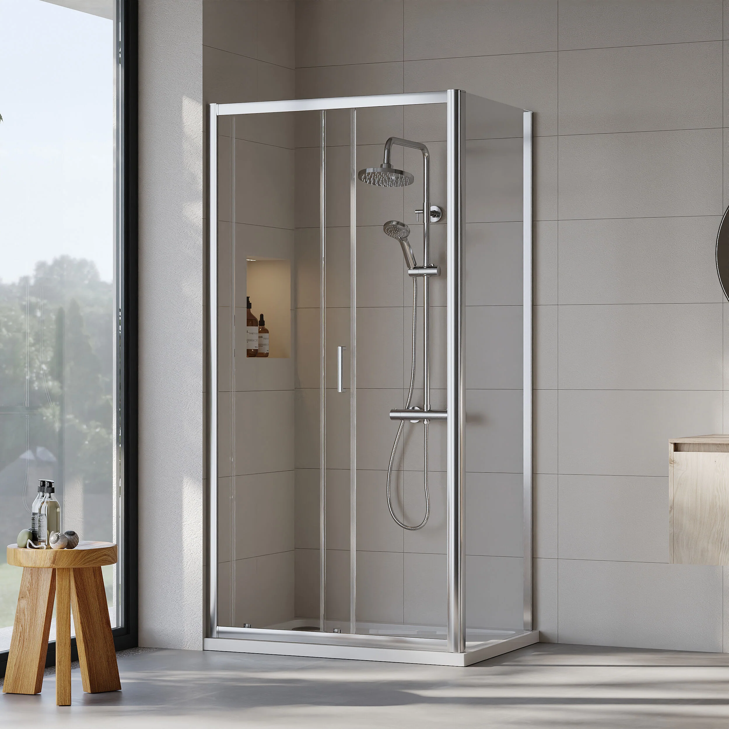 Almington Sliding Shower Door, Side Panel and Shower Tray - Choice of Size and Finish - Image 37