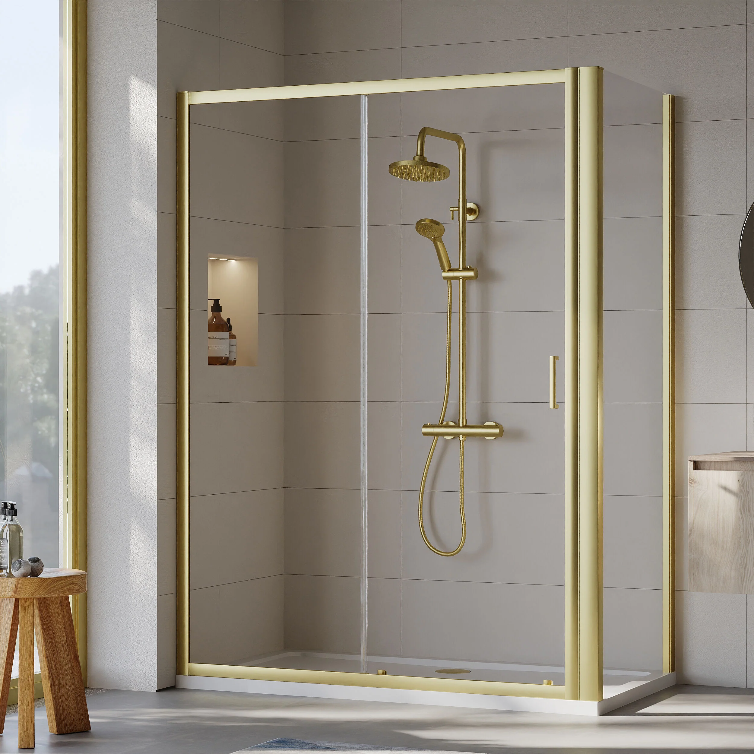 Almington Sliding Shower Door, Side Panel and Shower Tray - Choice of Size and Finish - Image 92