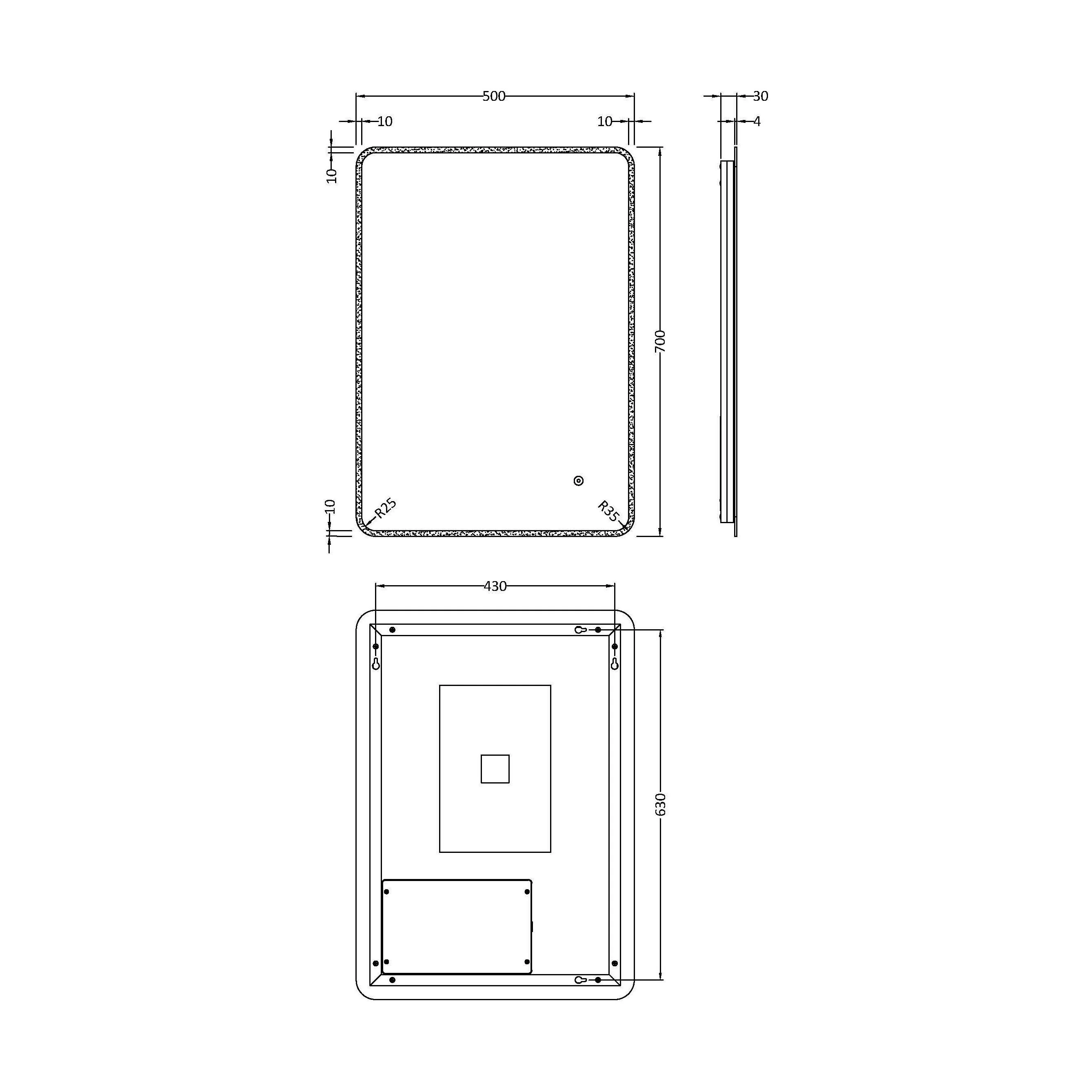 Talke Soft Square LED Illuminated Touch Sensor Mirror with Demister, 700mm x 500mm - Image 4