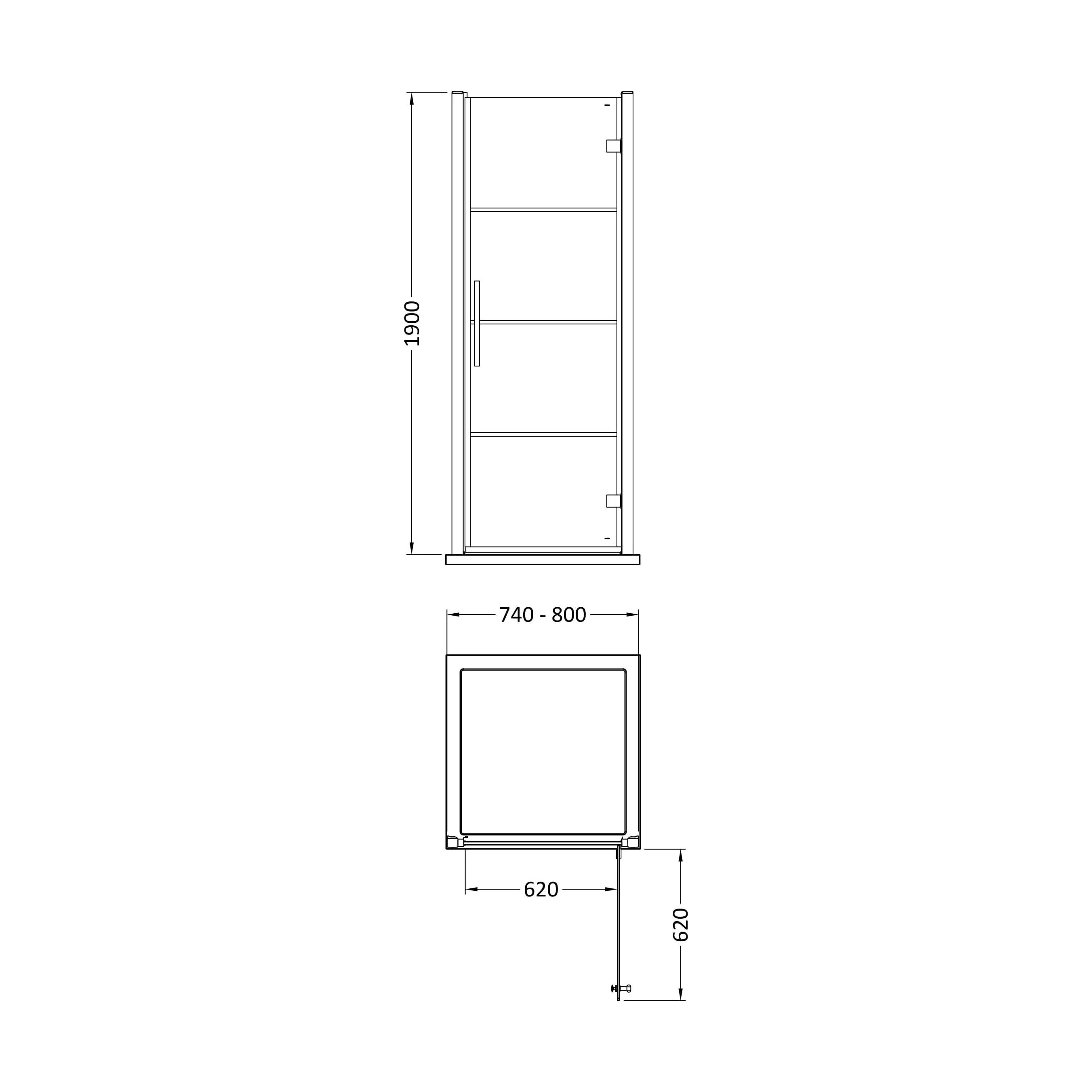 Kinver 8mm Toughened Safety Glass Hinged Shower Door, Black - Image 3