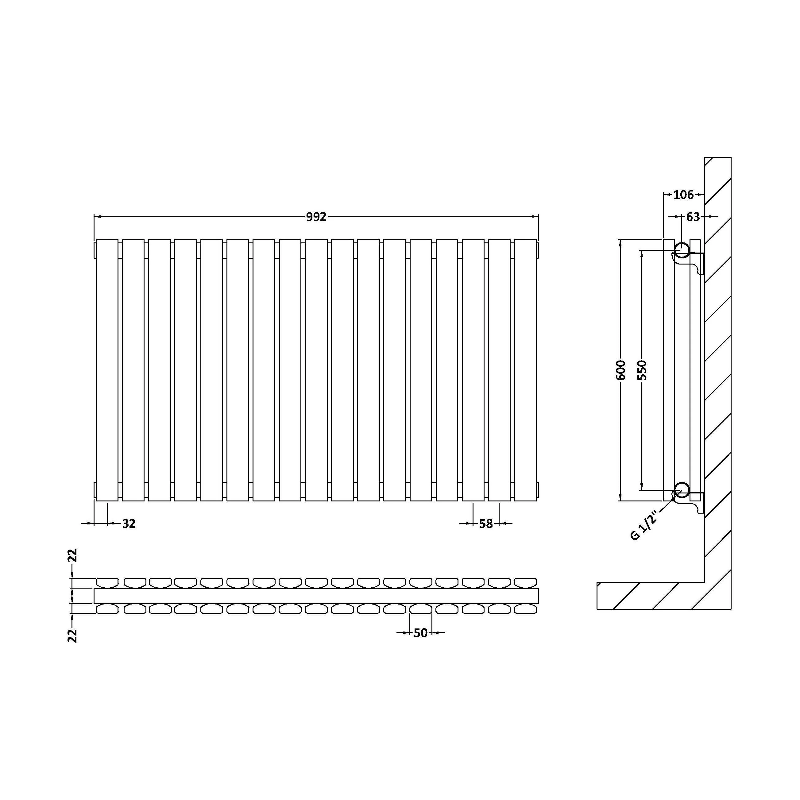 Edingale Contemporary Square Horizontal Double Panel Radiator - Choice of Size and Colour - Image 33
