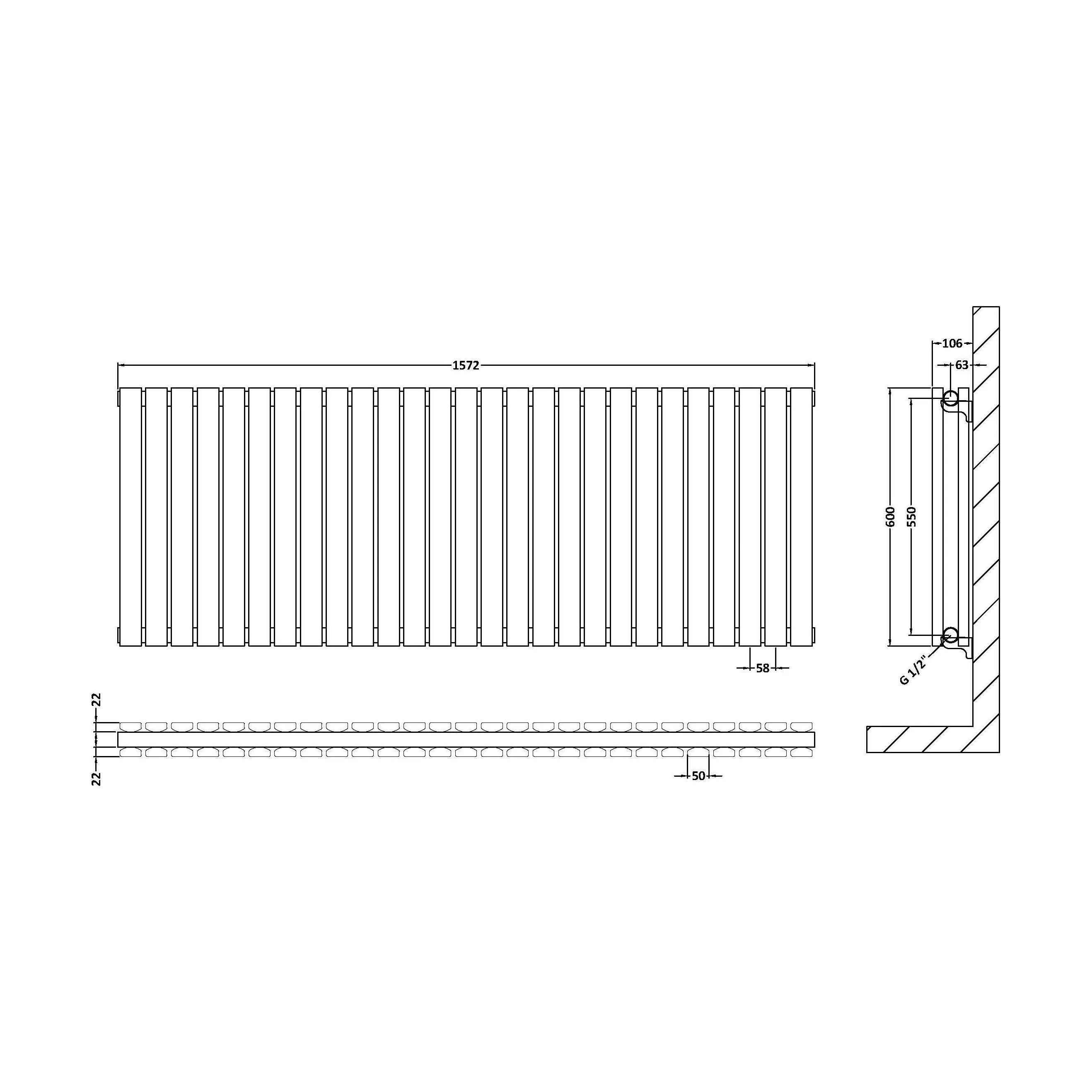 Edingale Contemporary Square Horizontal Double Panel Radiator - Choice of Size and Colour - Image 35