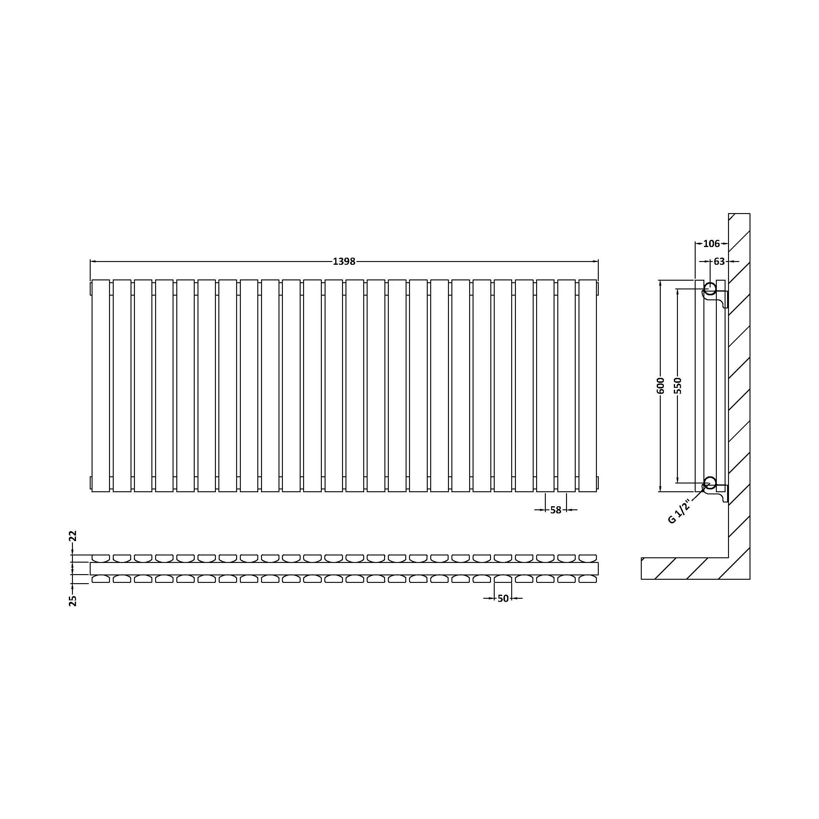 Edingale Contemporary Square Horizontal Double Panel Radiator - Choice of Size and Colour - Image 39