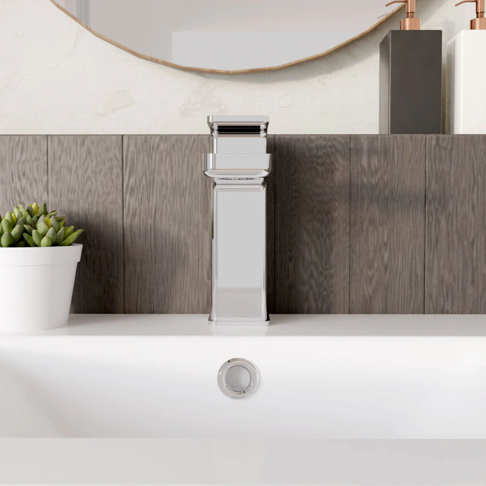 Swinscoe Square Mono Basin Mixer Tap with Push Button Waste – Choice of Finish - Image 7