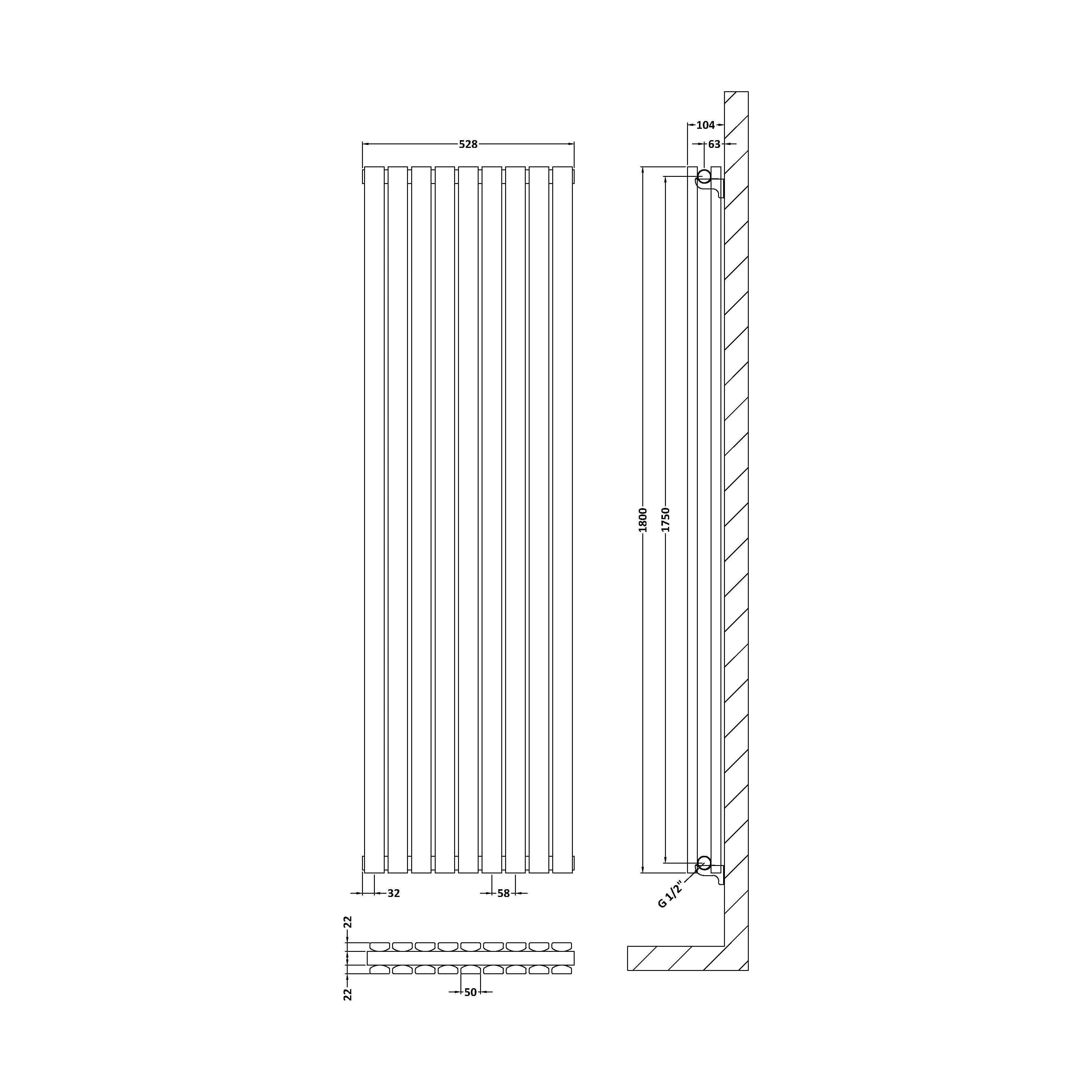 Edingale Modern Square Vertical Double Panel Radiator - Choice of Size and Colour - Image 25