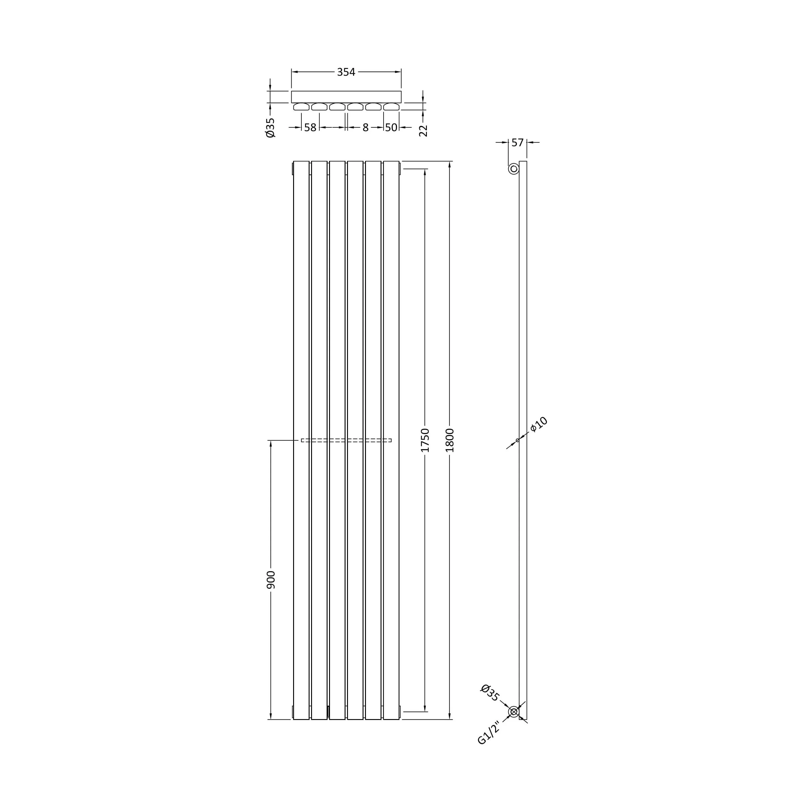 Edingale Vertical Single Panel Radiator, Square Design - Choice of Size and Colour - Image 18