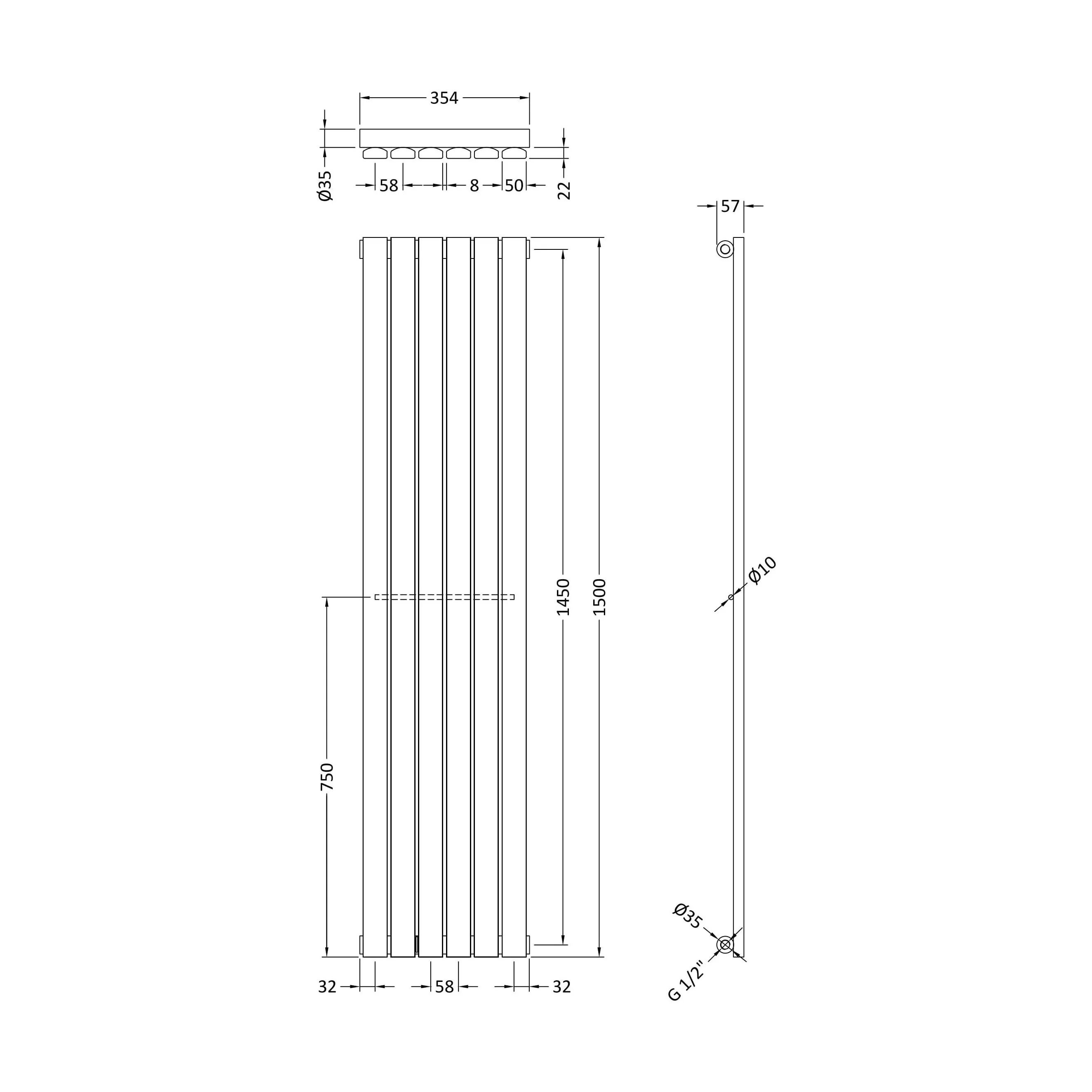 Edingale Vertical Single Panel Radiator, Square Design - Choice of Size and Colour - Image 19