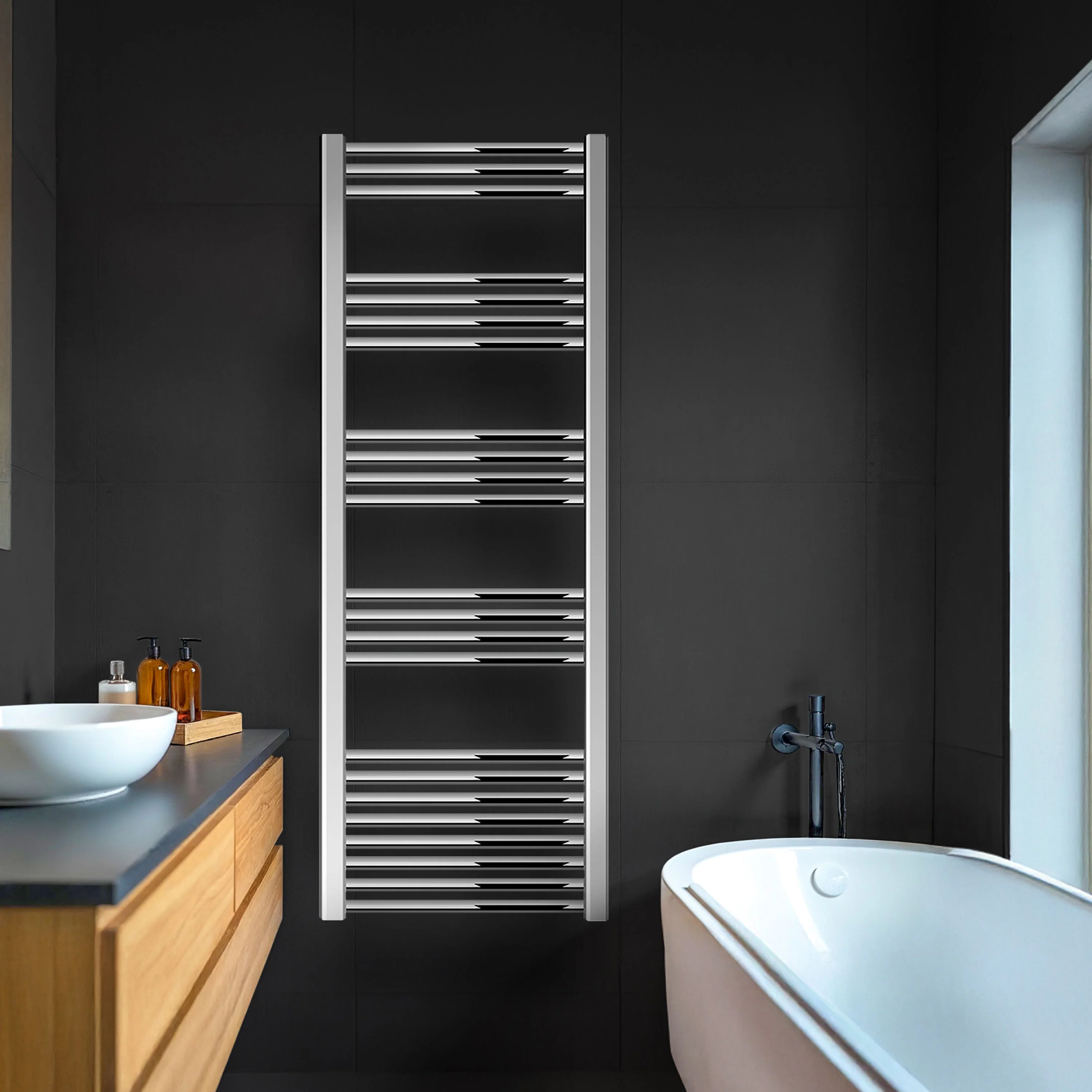 Yarnfield Straight Heated Rail Dual Fuel Towel Warmer, 500mm - Choice of Size and Colour - Image 20