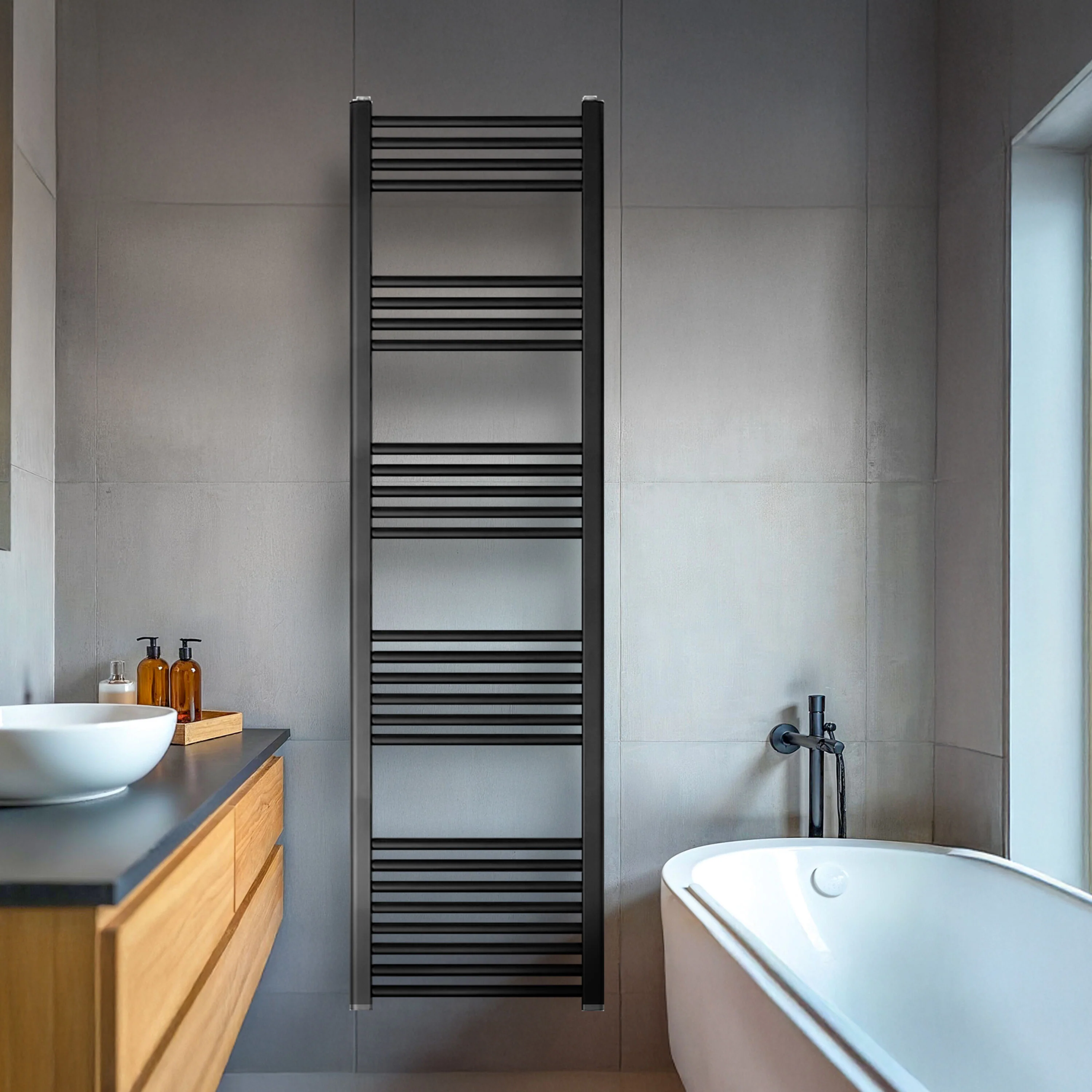 Yarnfield Straight Heated Rail Dual Fuel Towel Warmer, 400mm - Choice of Size and Colour - Image 11