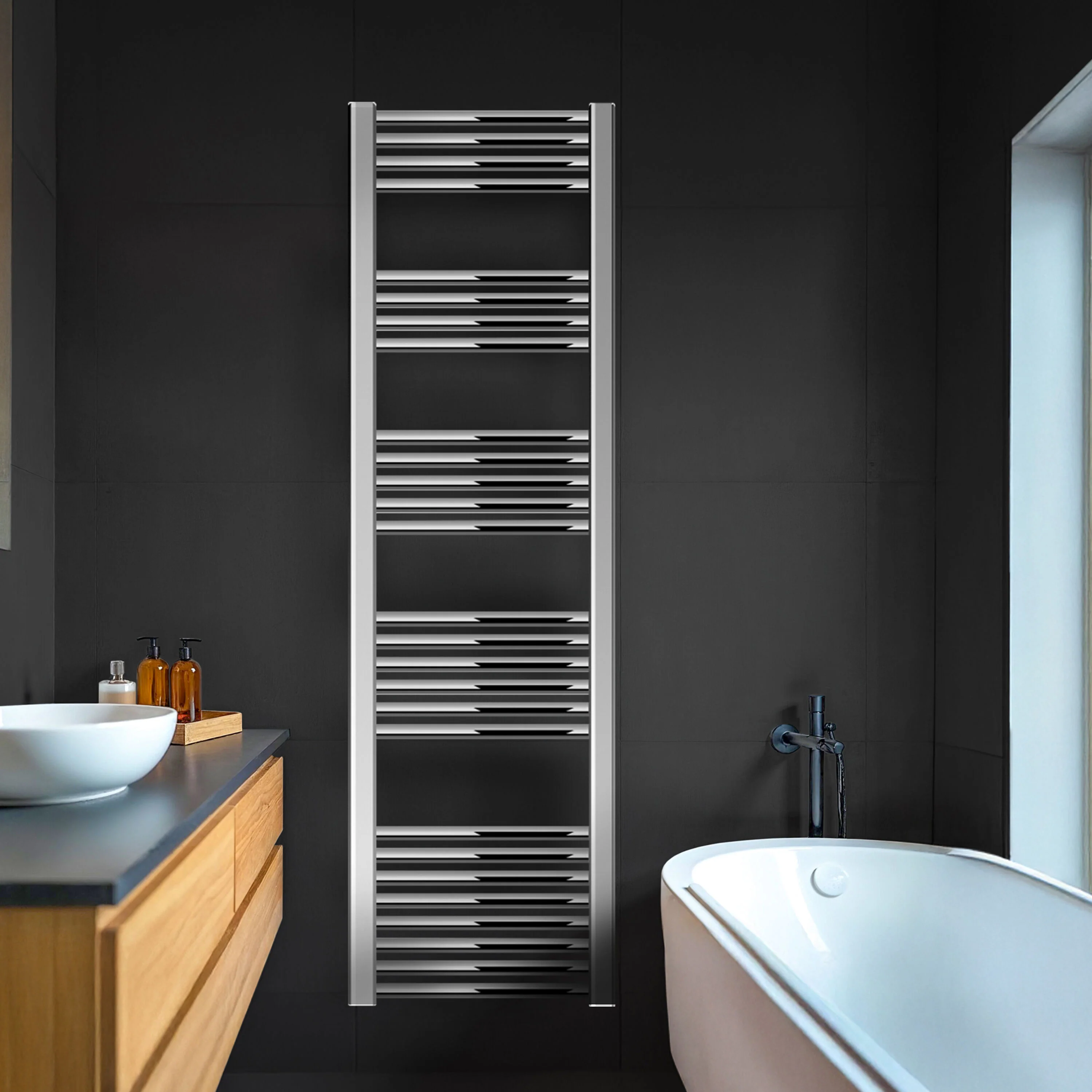 Yarnfield Straight Heated Rail Dual Fuel Towel Warmer, 400mm - Choice of Size and Colour - Image 12
