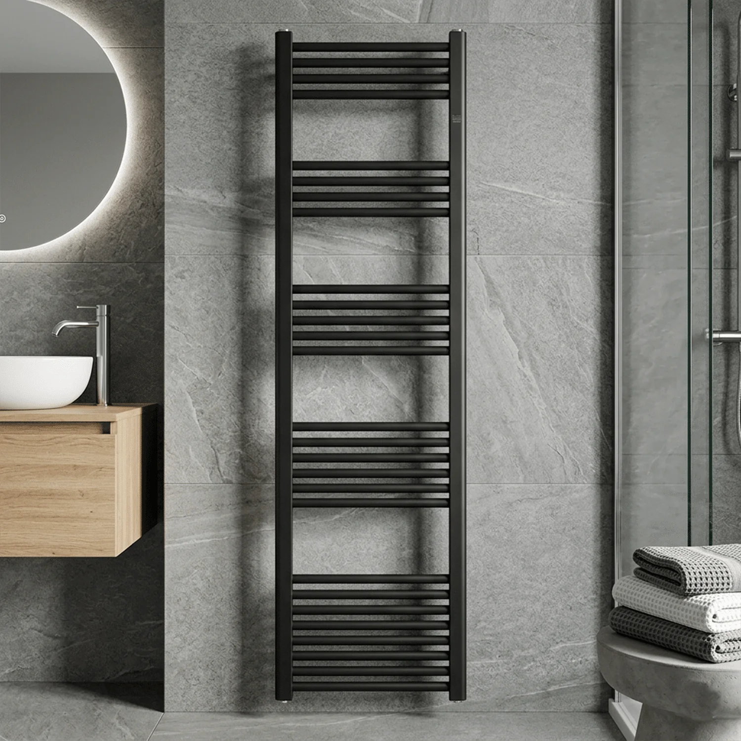 Yarnfield Straight Heated Rail Dual Fuel Towel Warmer, 400mm - Choice of Size and Colour - Image 5