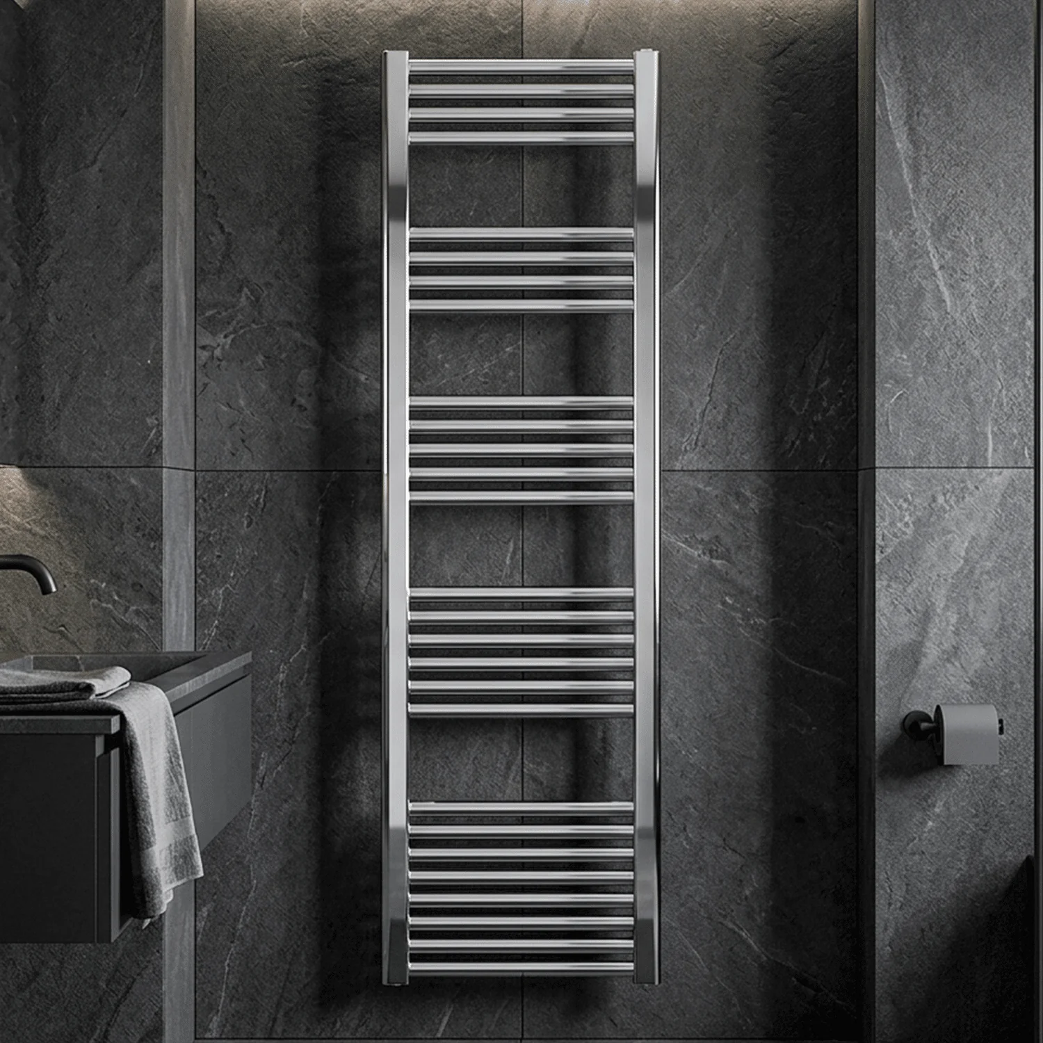 Yarnfield Straight Heated Rail Dual Fuel Towel Warmer, 400mm - Choice of Size and Colour - Image 6