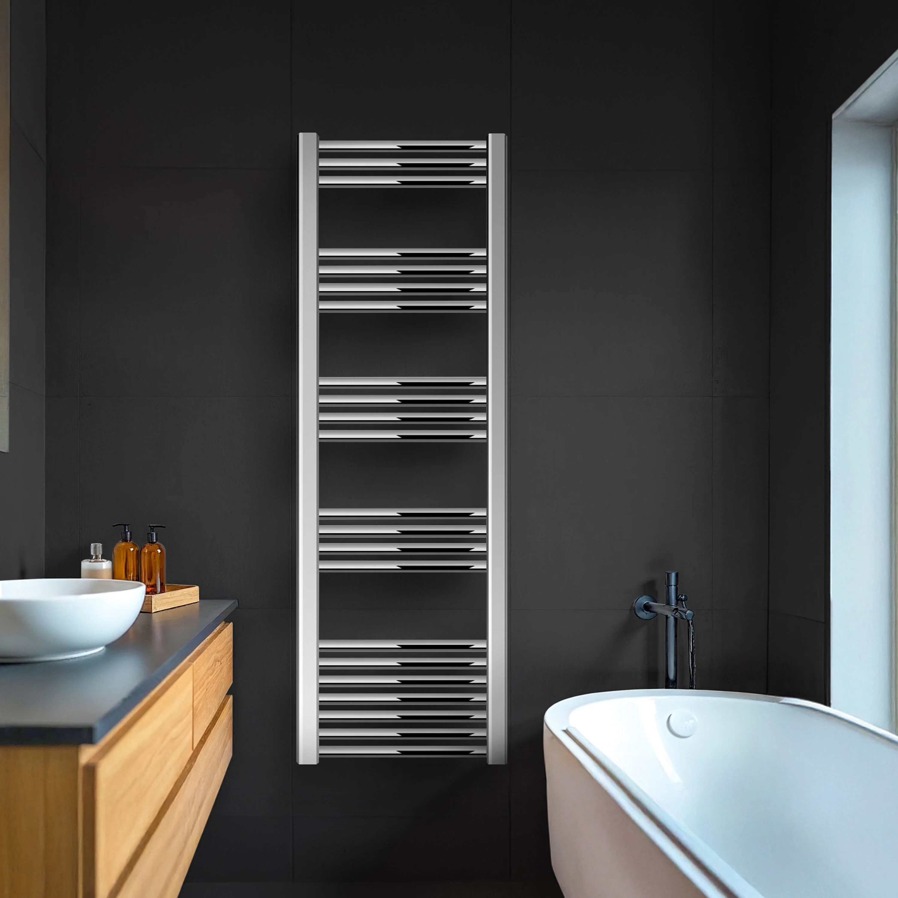 Yarnfield Straight Heated Rail Dual Fuel Towel Warmer, 400mm - Choice of Size and Colour - Image 8