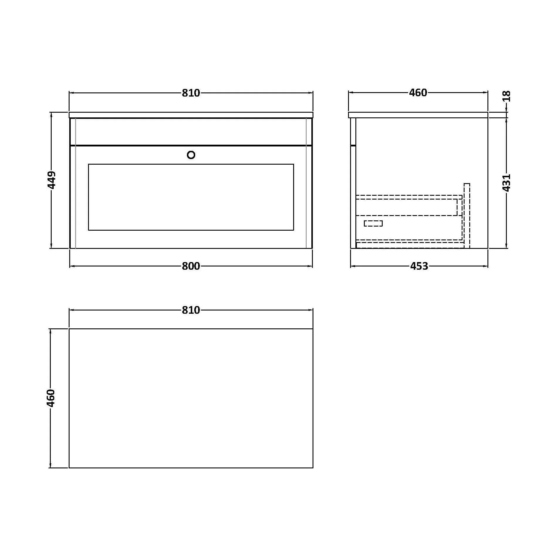 Swynnerton Traditional 1 Drawer Wall Hung Vanity Unit with Marble Top, 800mm - Image 2
