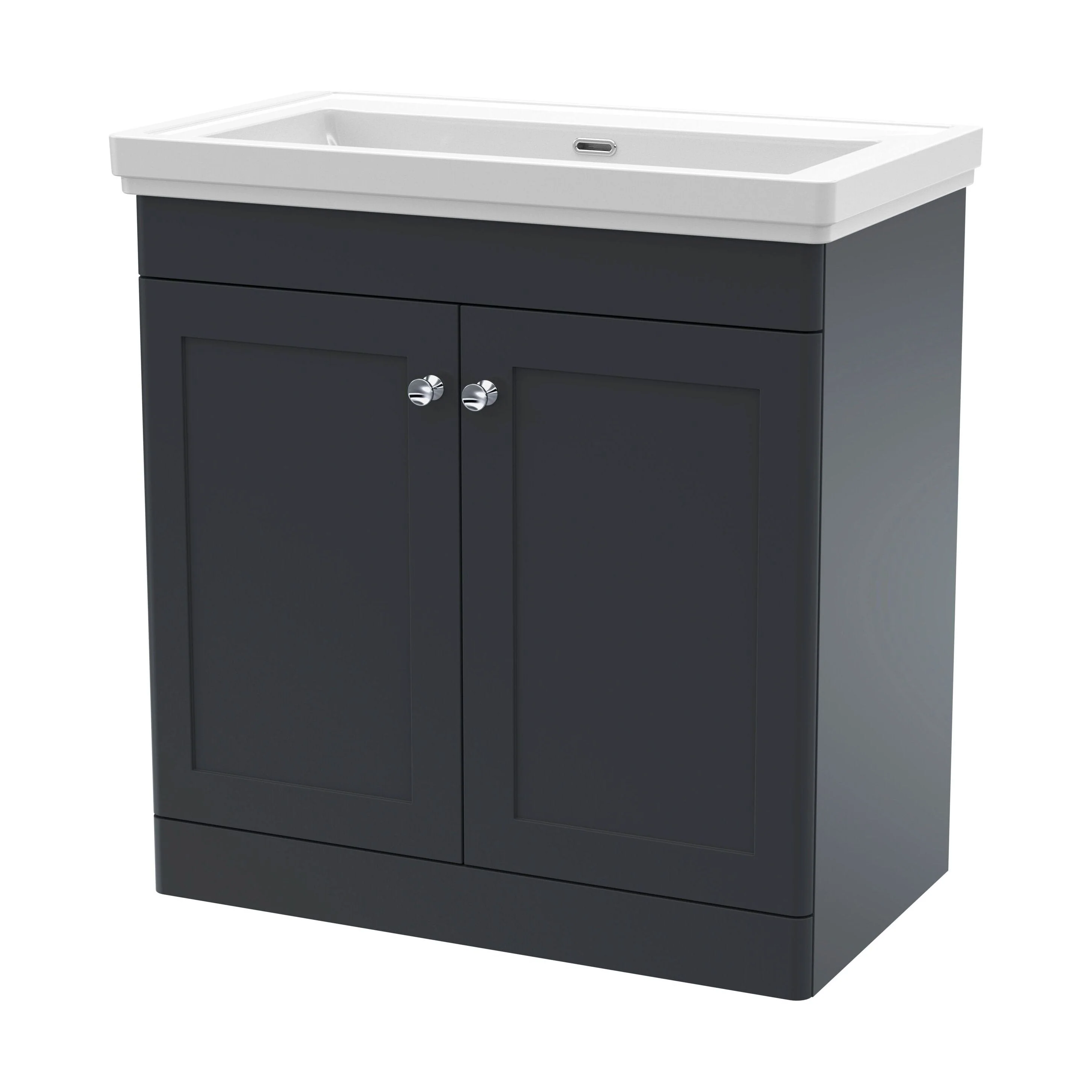 Swynnerton Traditional 2 Door Floor Standing Vanity Unit with Basin, Dark Grey, 800mm