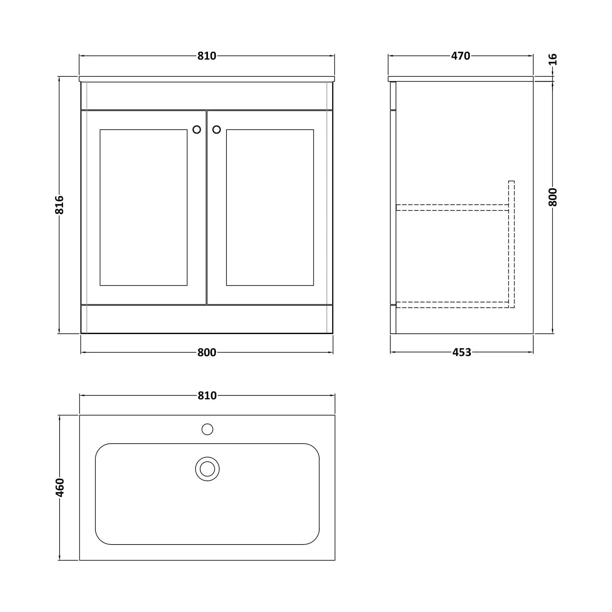Swynnerton Traditional 2 Door Floor Standing Vanity Unit with Stone Basin, Satin Green, 800mm - Image 2