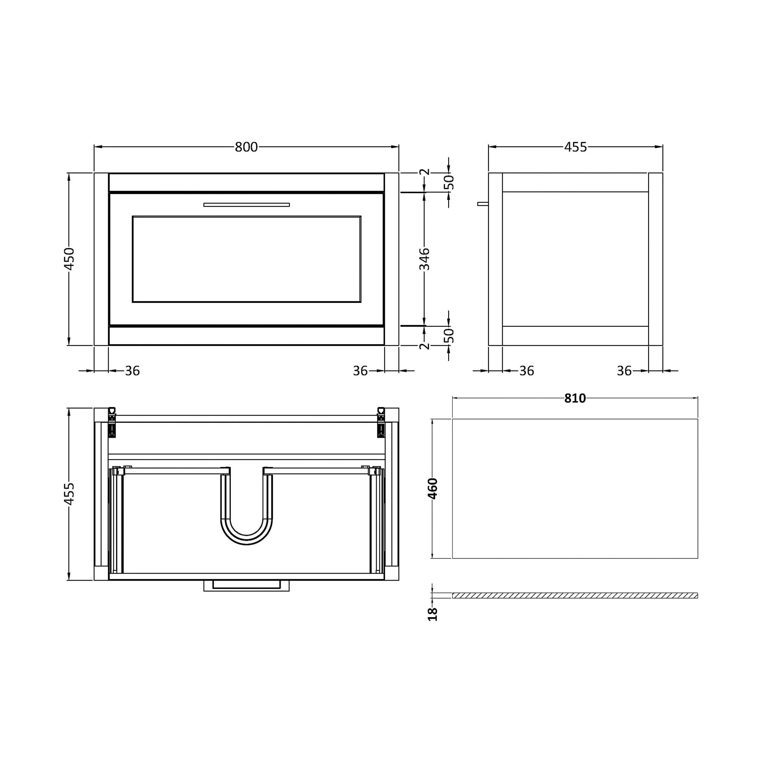 Blithbury Traditional Bathroom Wall Hung Vanity Unit and Worktop - Choice of Size and Colour - Image 54
