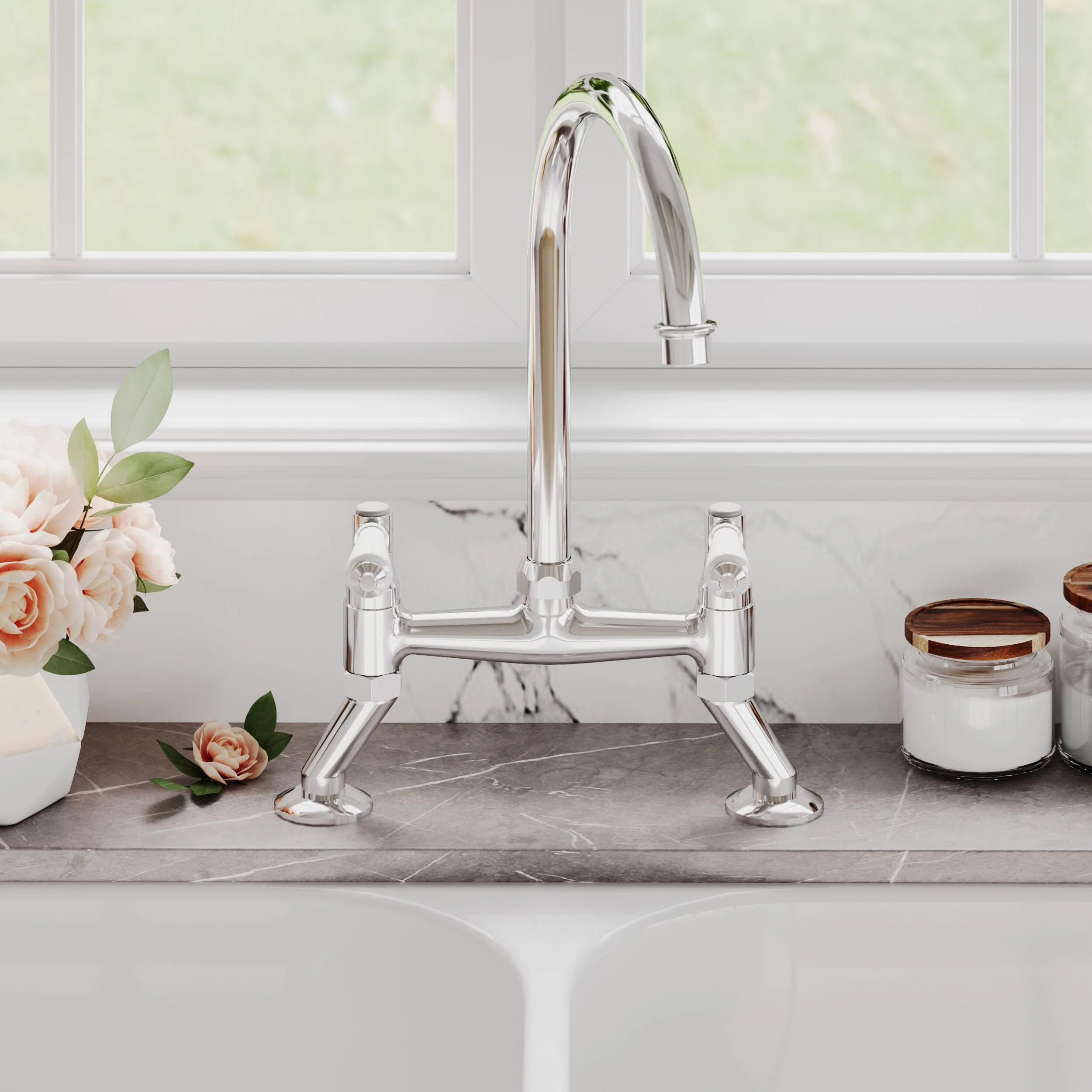 Norbury Bridge Mixer Kitchen Tap - Crosshead or Lever Handles, Choice of Colour - Image 10
