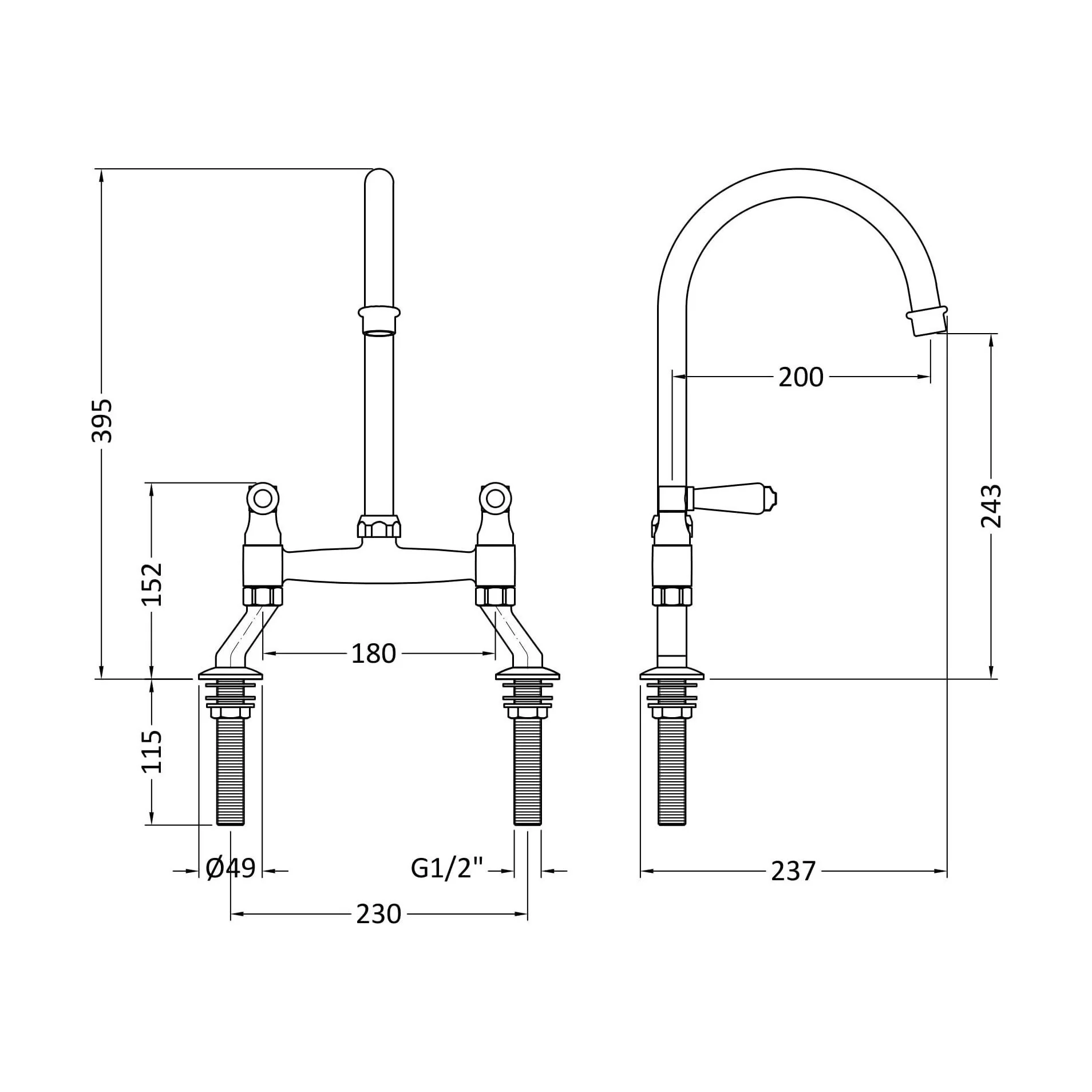 Norbury Bridge Mixer Kitchen Tap - Crosshead or Lever Handles, Choice of Colour - Image 30