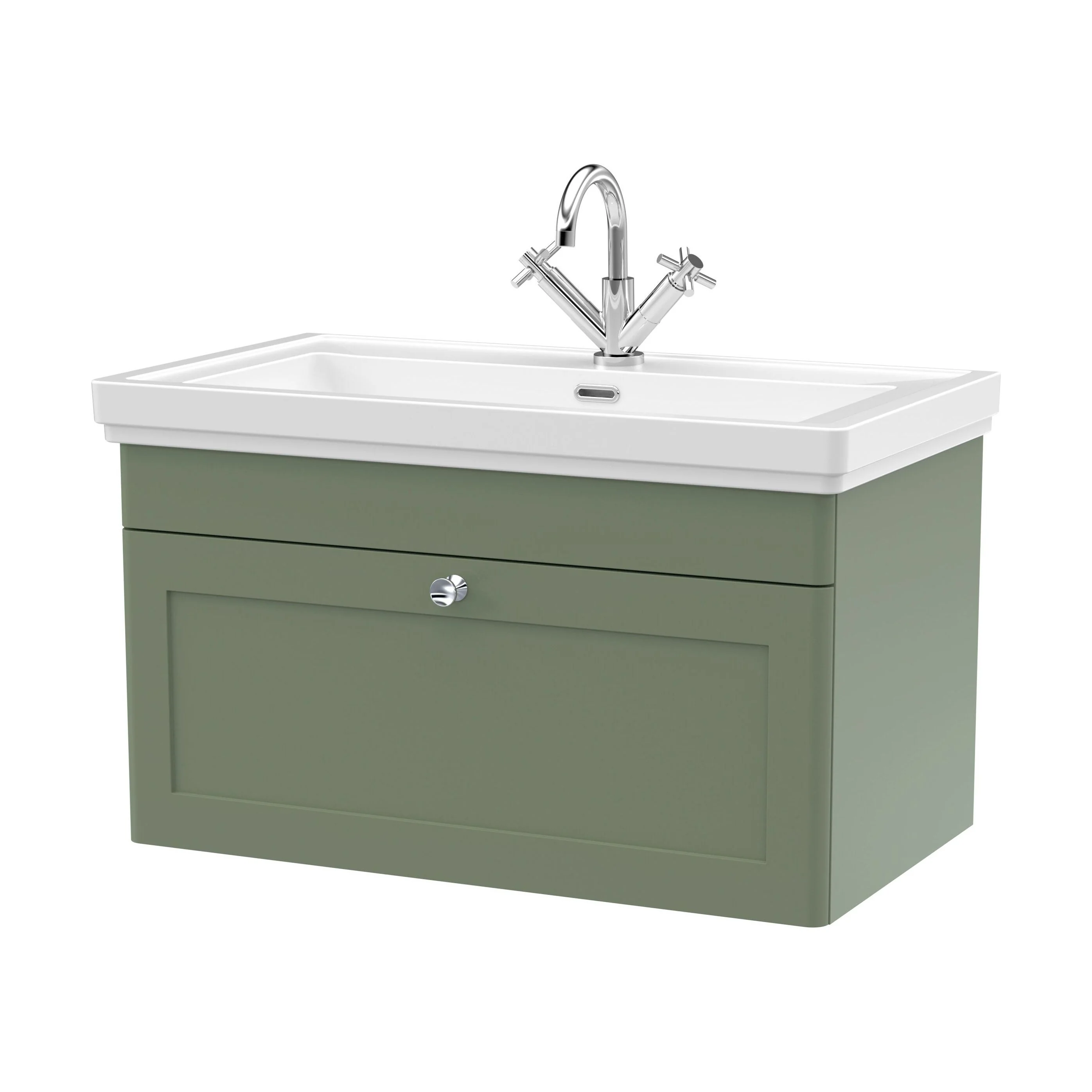 Swynnerton Traditional Wall Hung 1 Drawer Vanity Basin Unit with Fireclay Basin - Choice of Colour and Size - Image 50
