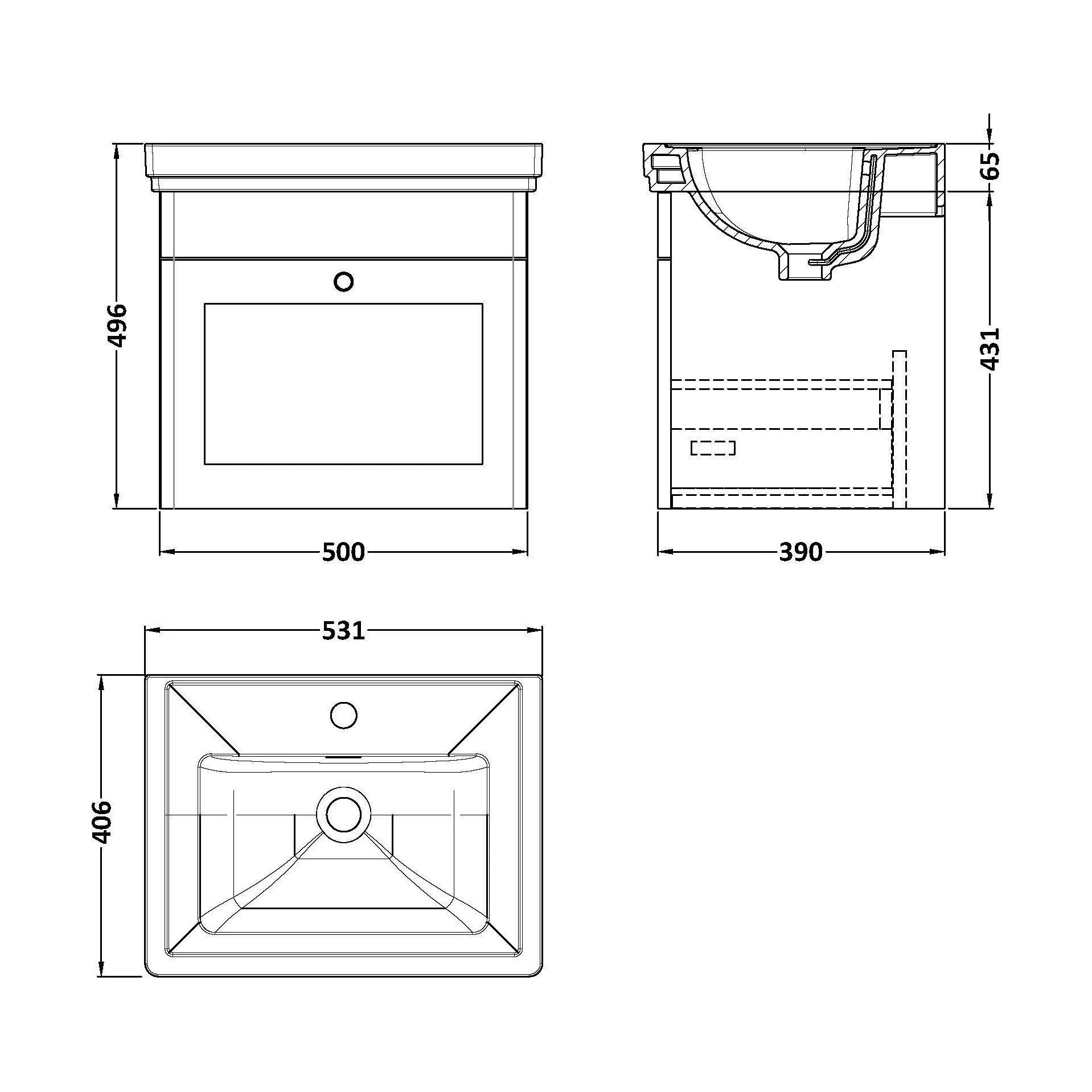 Swynnerton Traditional Wall Hung 1 Drawer Vanity Basin Unit with Fireclay Basin - Choice of Colour and Size - Image 51
