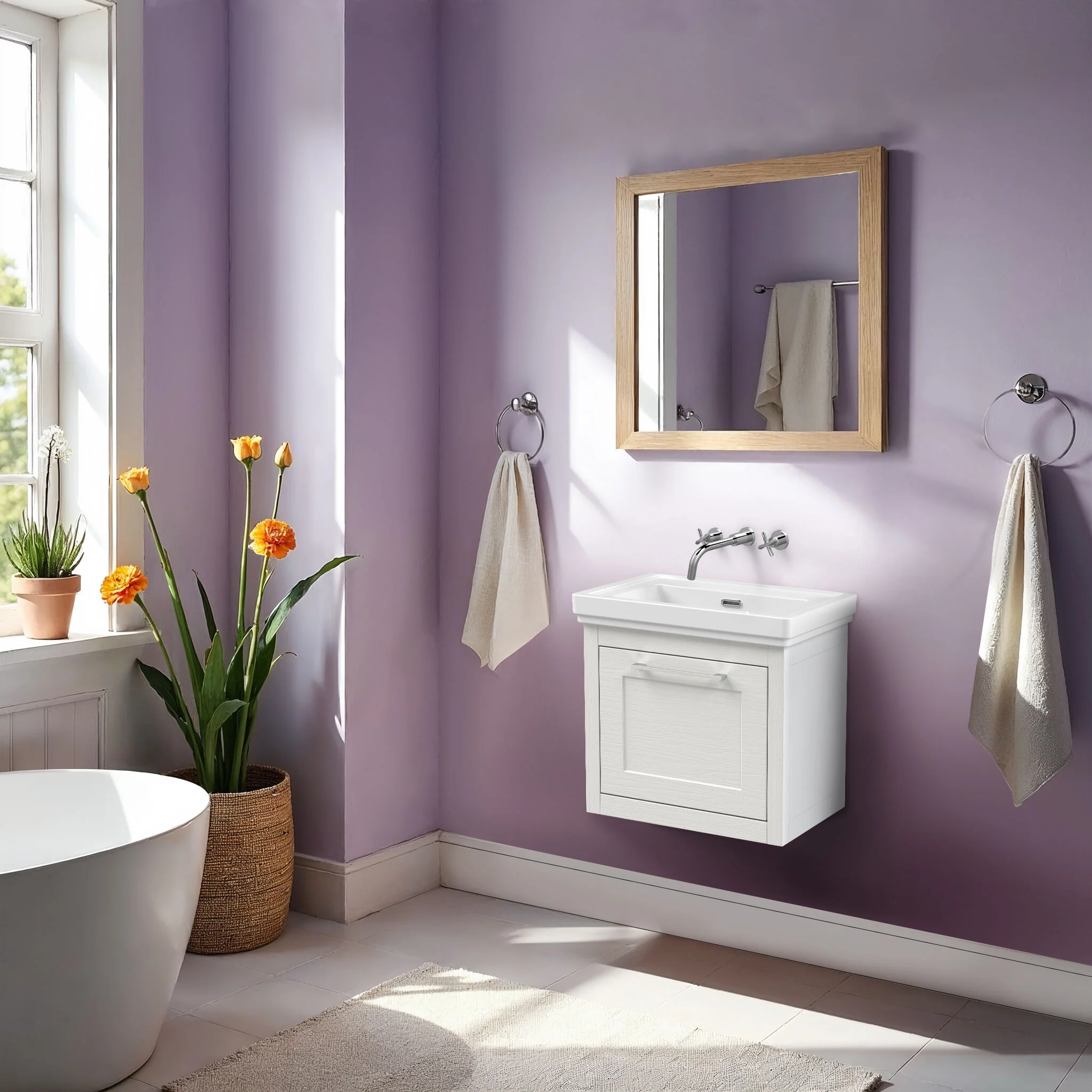Blithbury Traditional Wall Hung Vanity Basin Unit with Fireclay Basin - Choice of Size, Colour and Basin Type - Image 24
