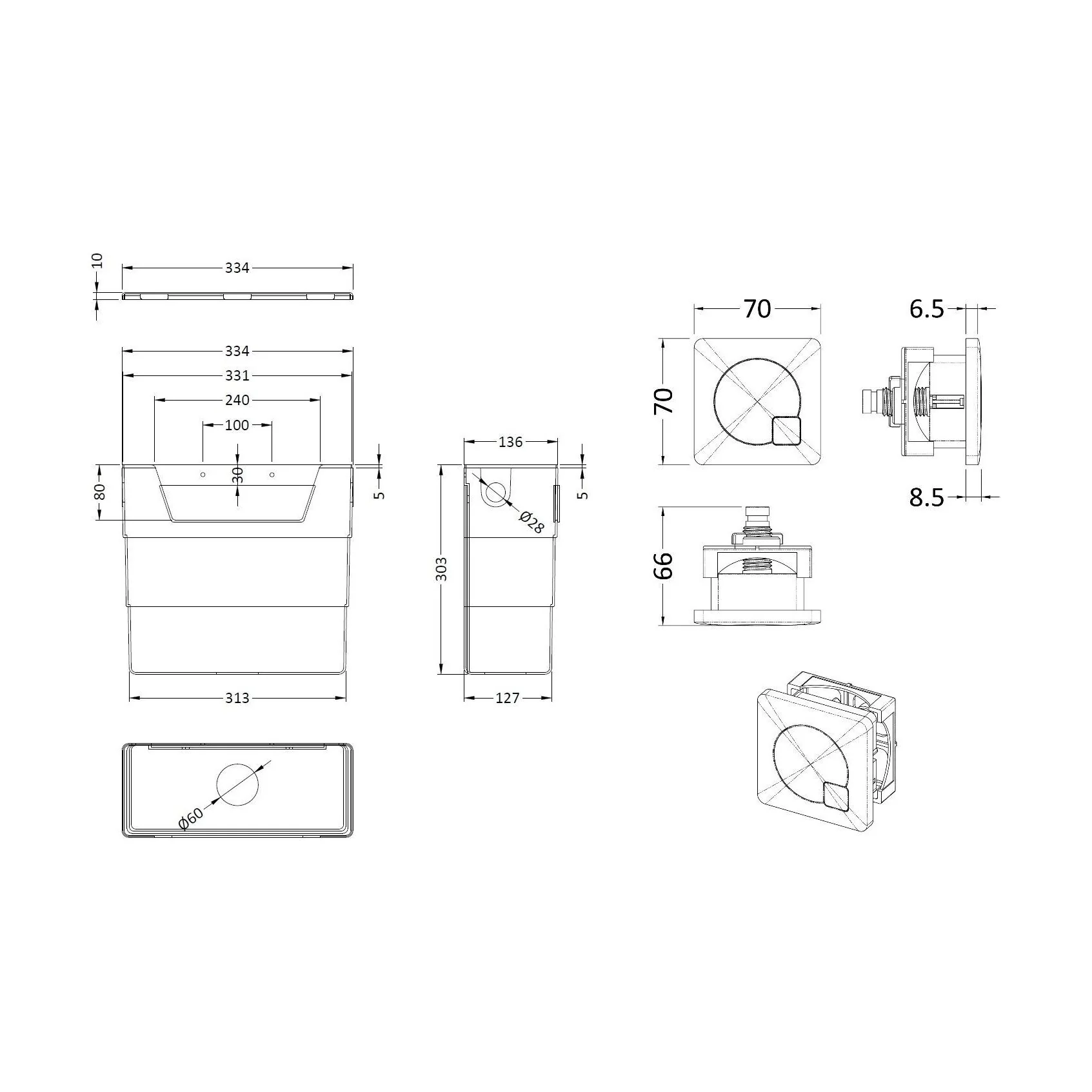 Universal Water Saving Dual Flush Side Inlet & Square Dual Flush Button - Choice of Finish - Image 8