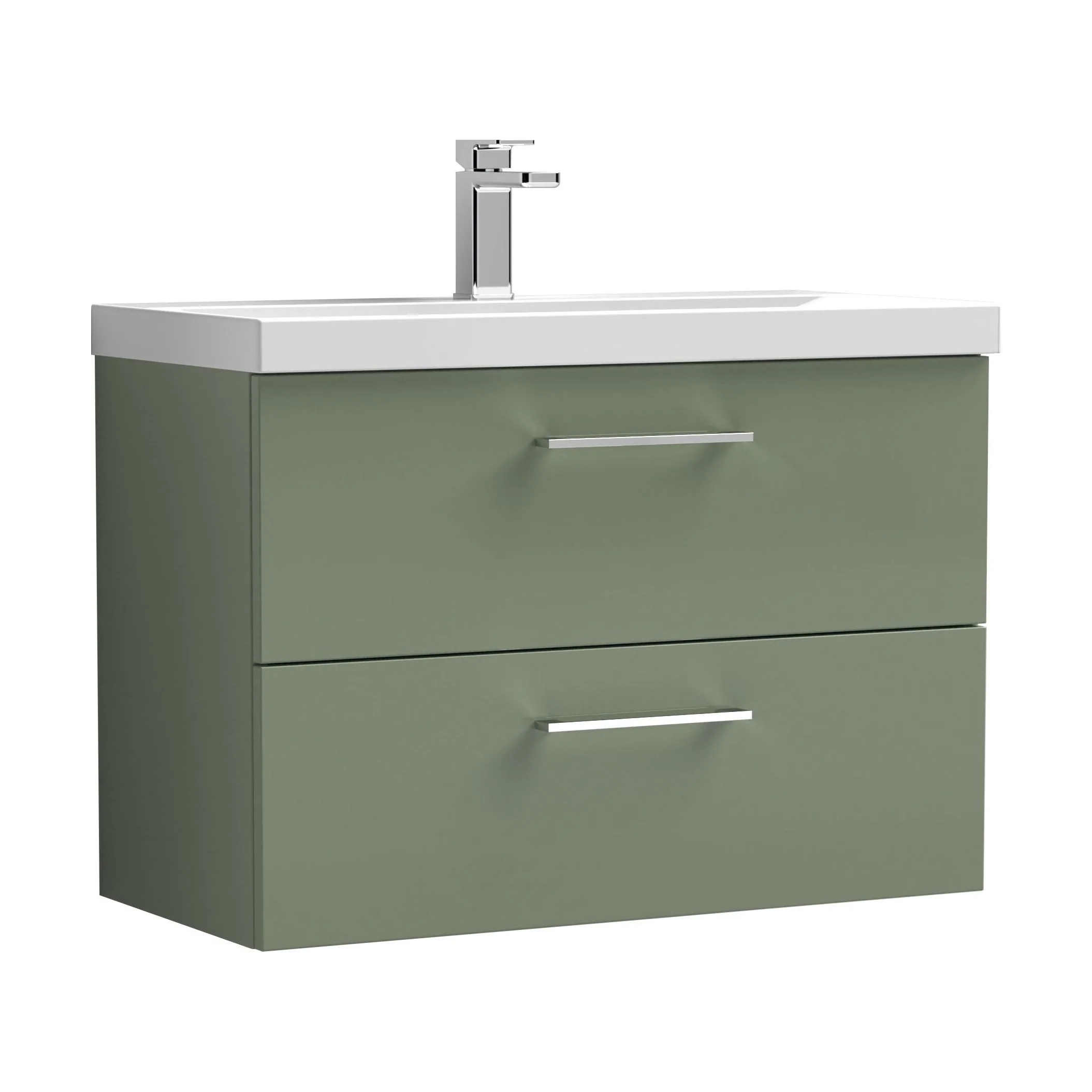 Bramshall Wall Hung 2 Drawer Vanity Unit with Mid-Edge Ceramic Basin - Choice of Colour, Handle Finish and Size - Image 164